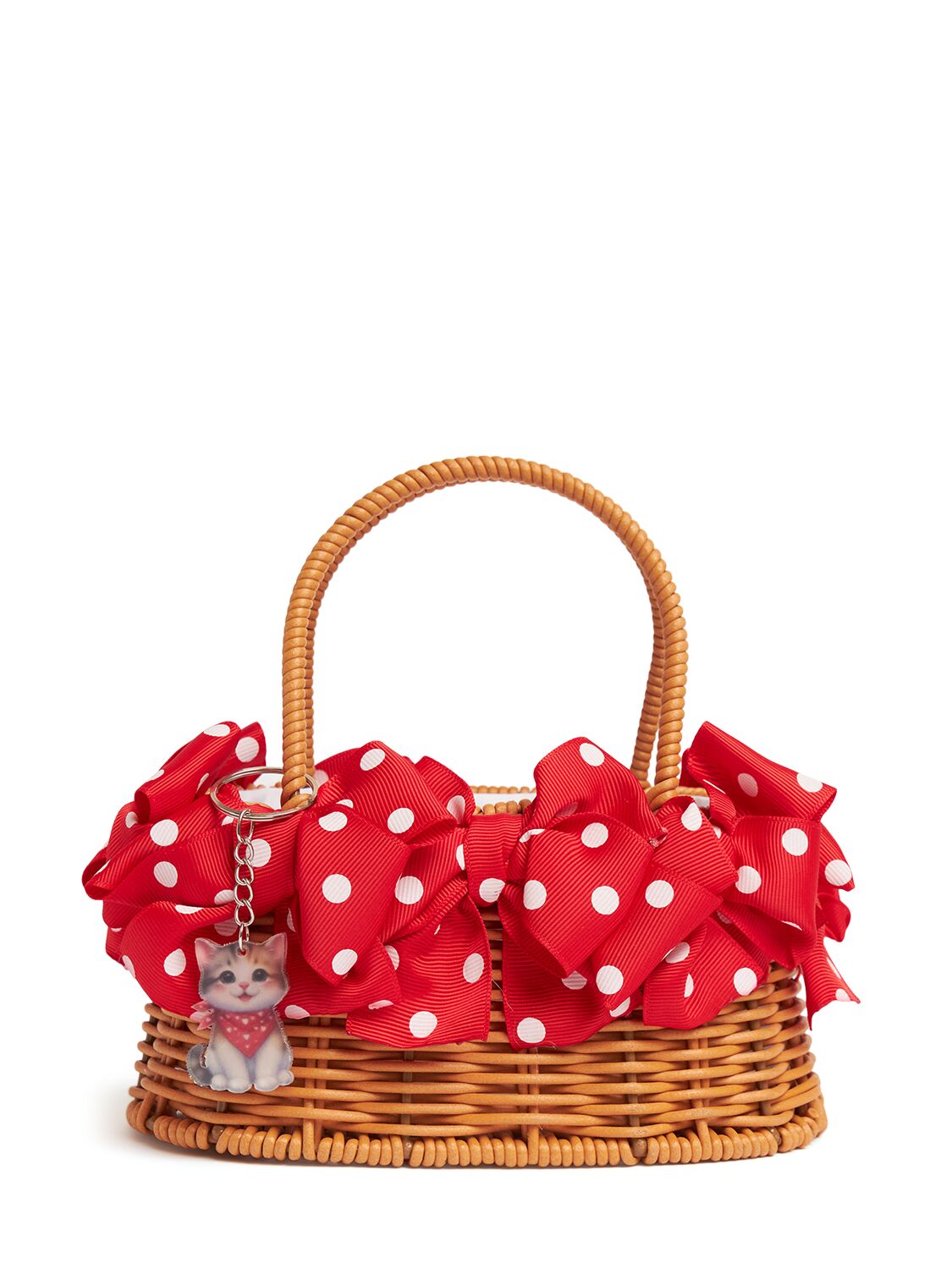 Woven Top Handle Bag W/ Bows