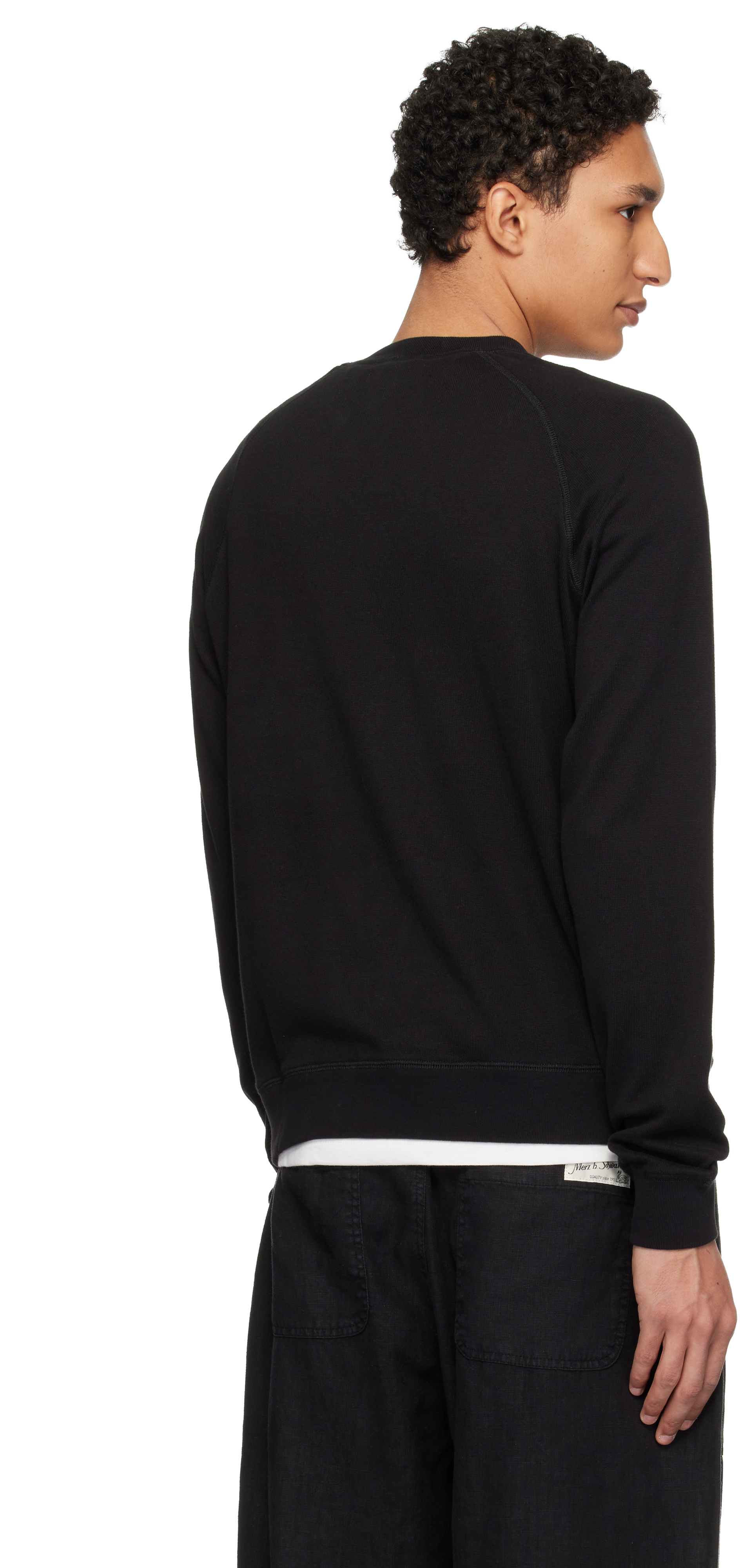 Black Relaxed Lightweight Raglan Sweatshirt