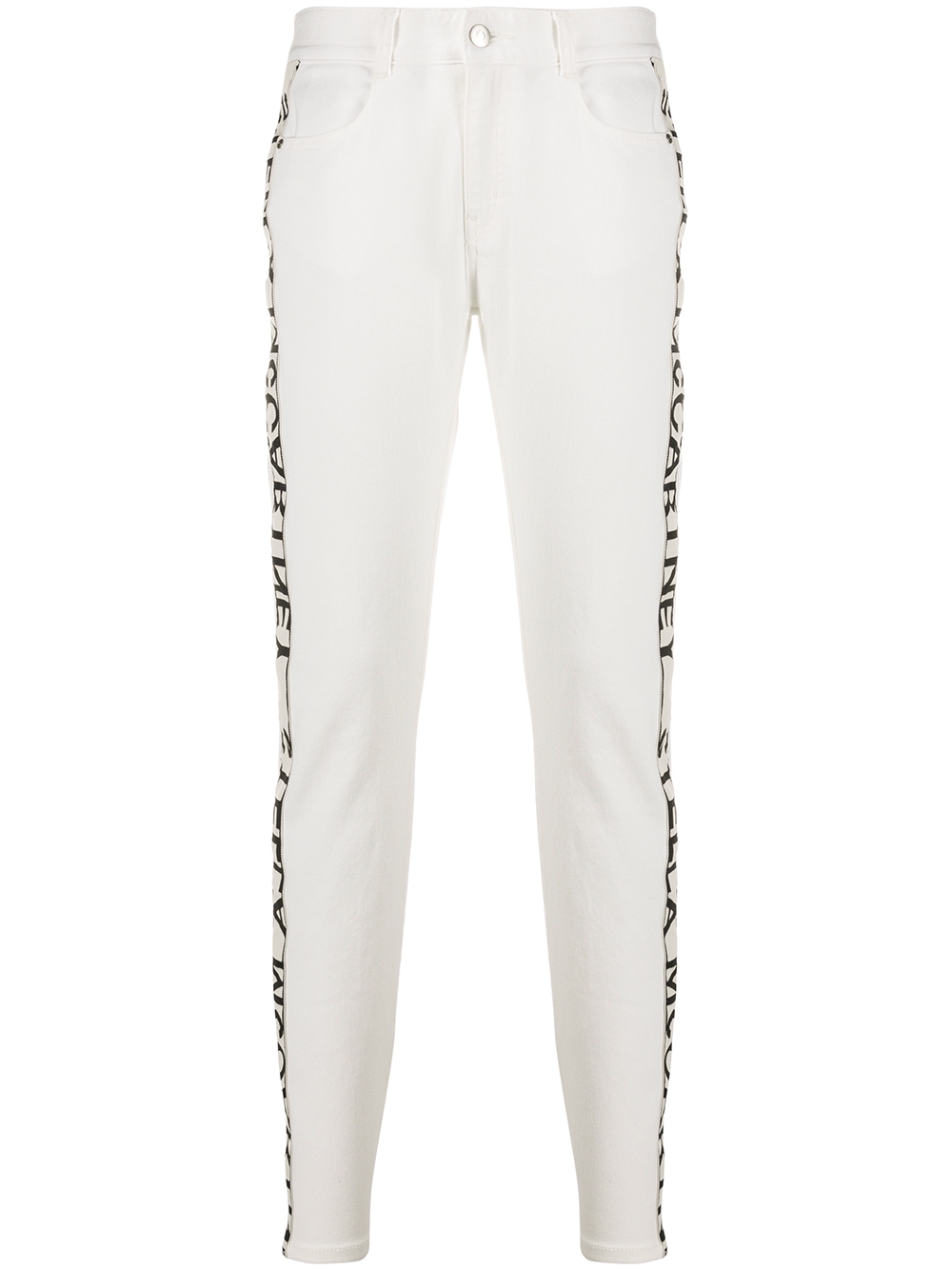Logo tape skinny jeans - White