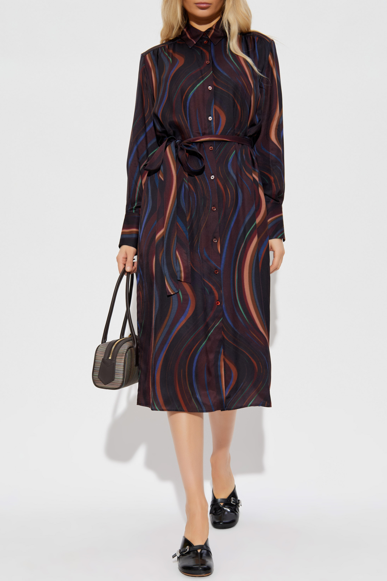 Dress With A Waist Belt, Women's, Multicolour
