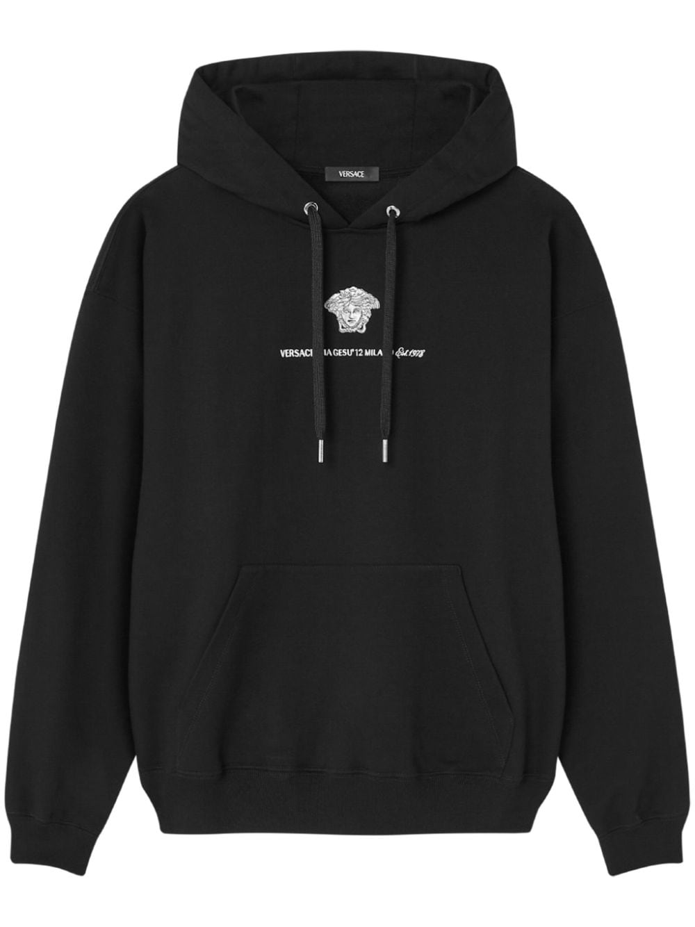 Medusa Milano-embroidery hoodie - Black