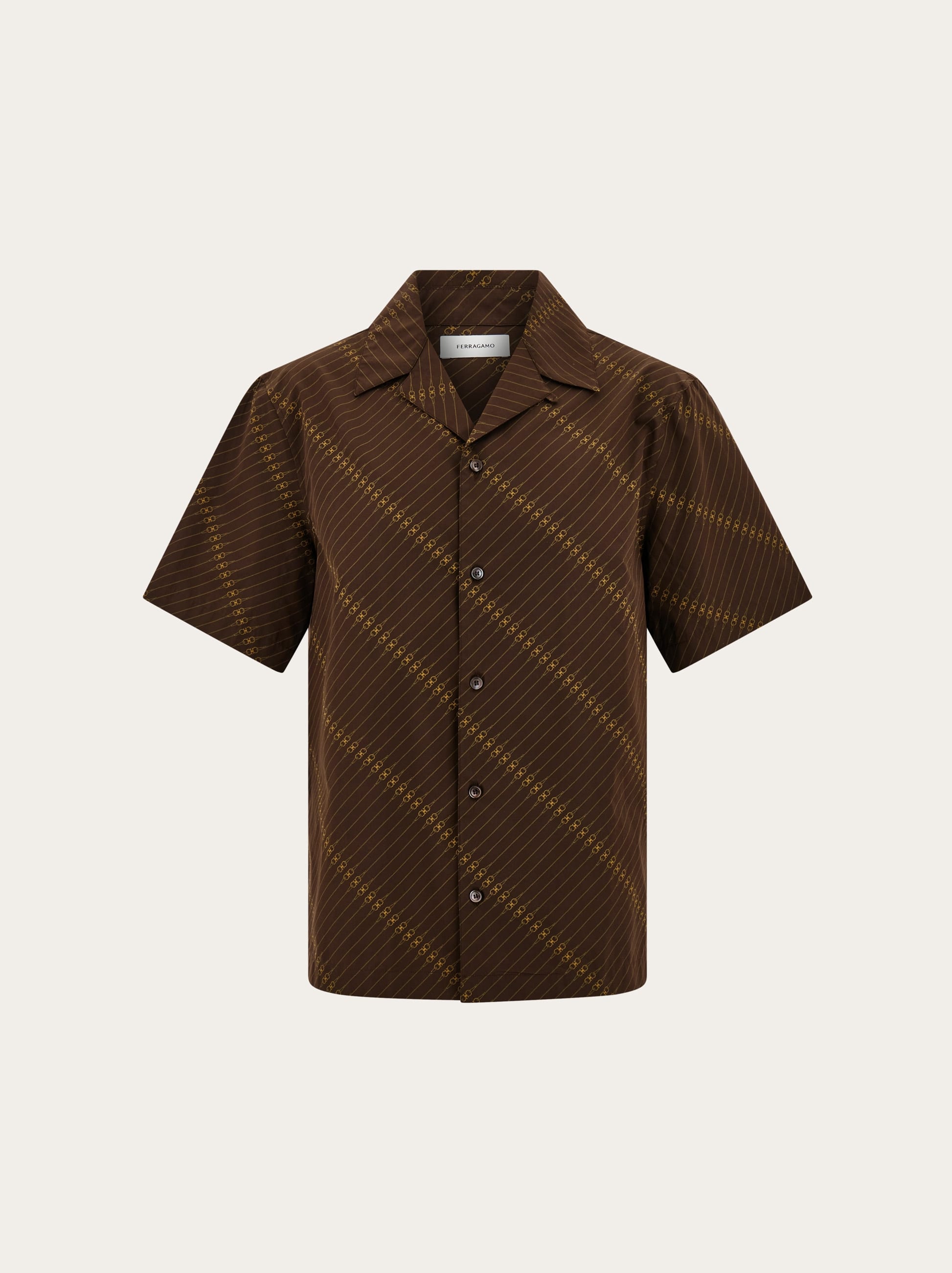 Men Short sleeve bowling shirt Brown