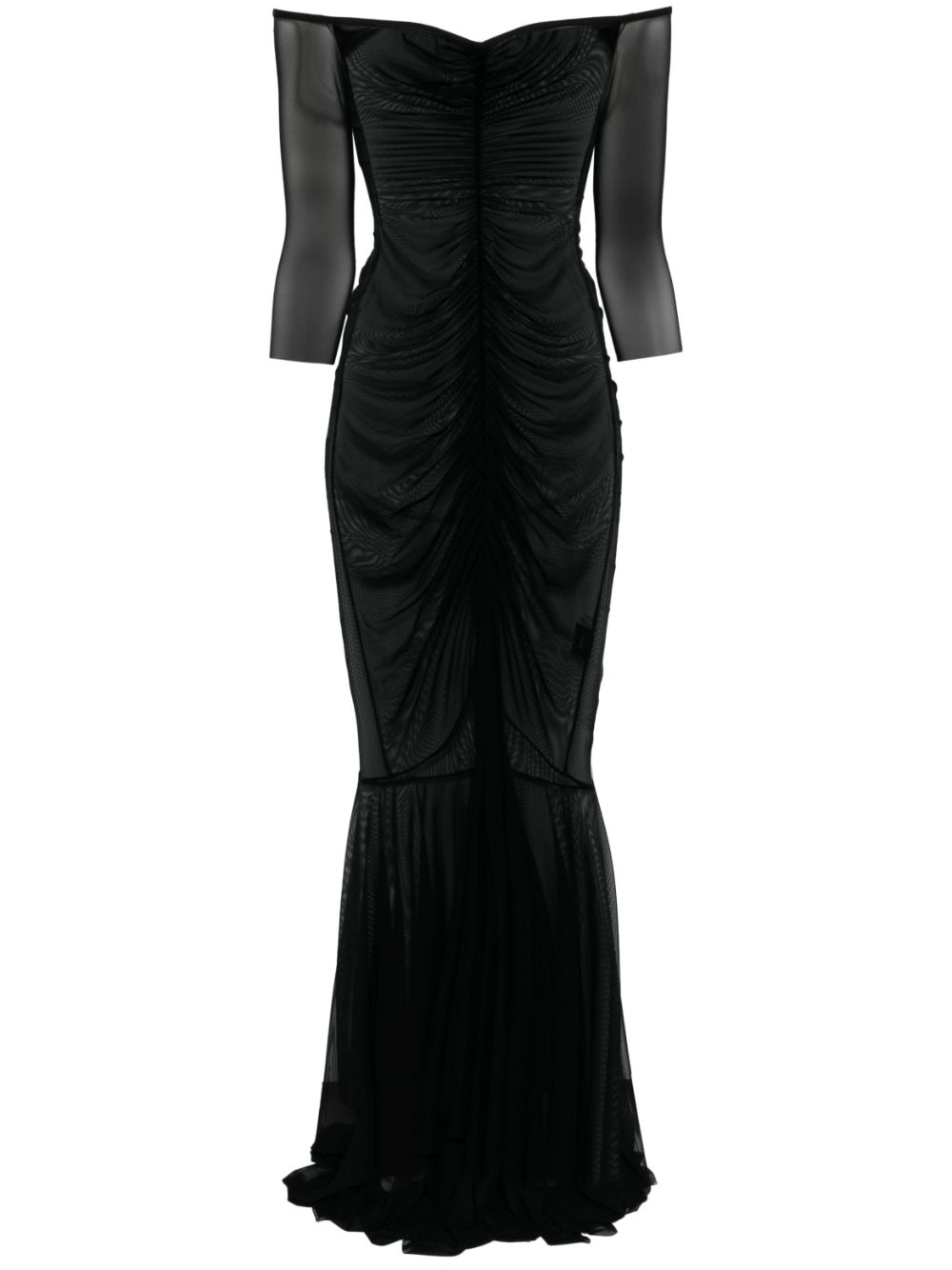 Off-shoulder fishtail gown - Black