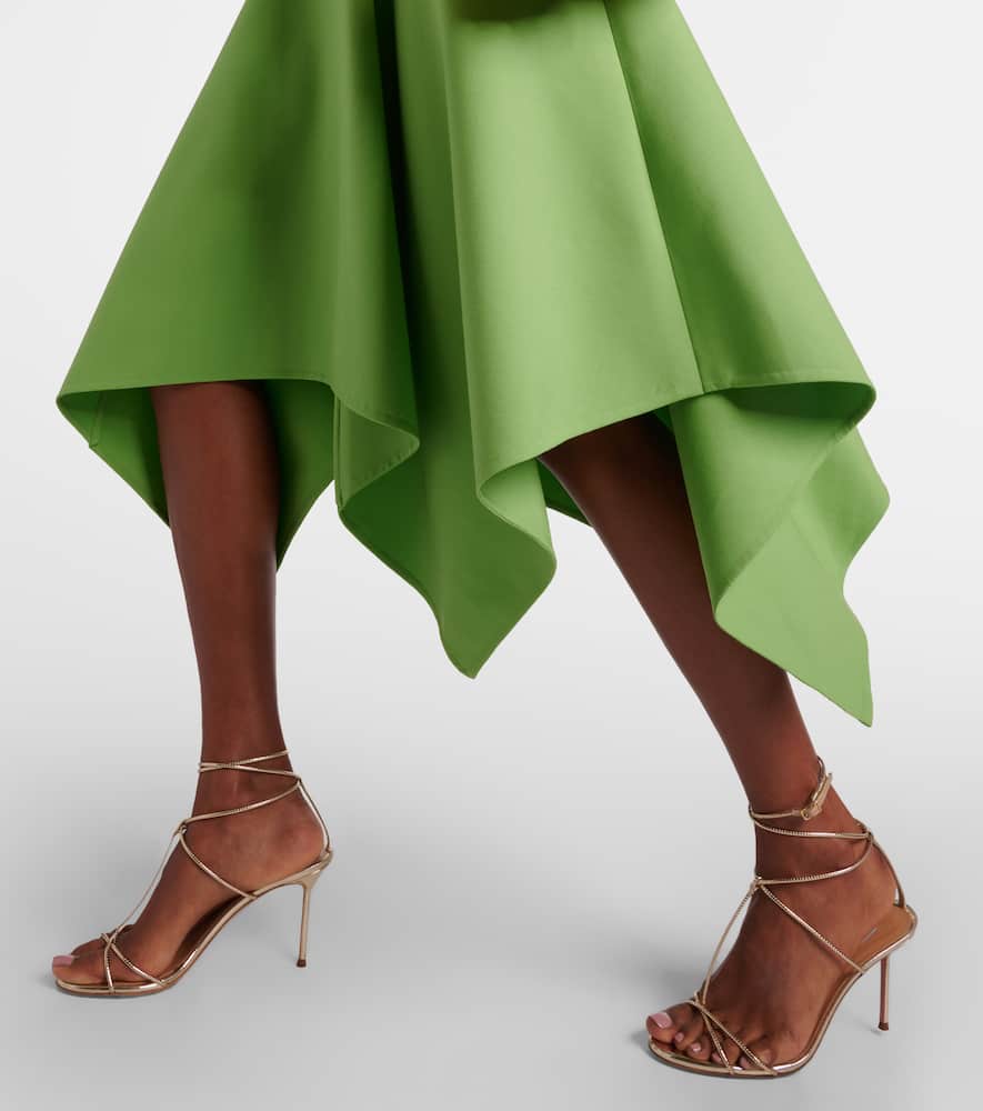 Asymmetric wool-blend midi dress