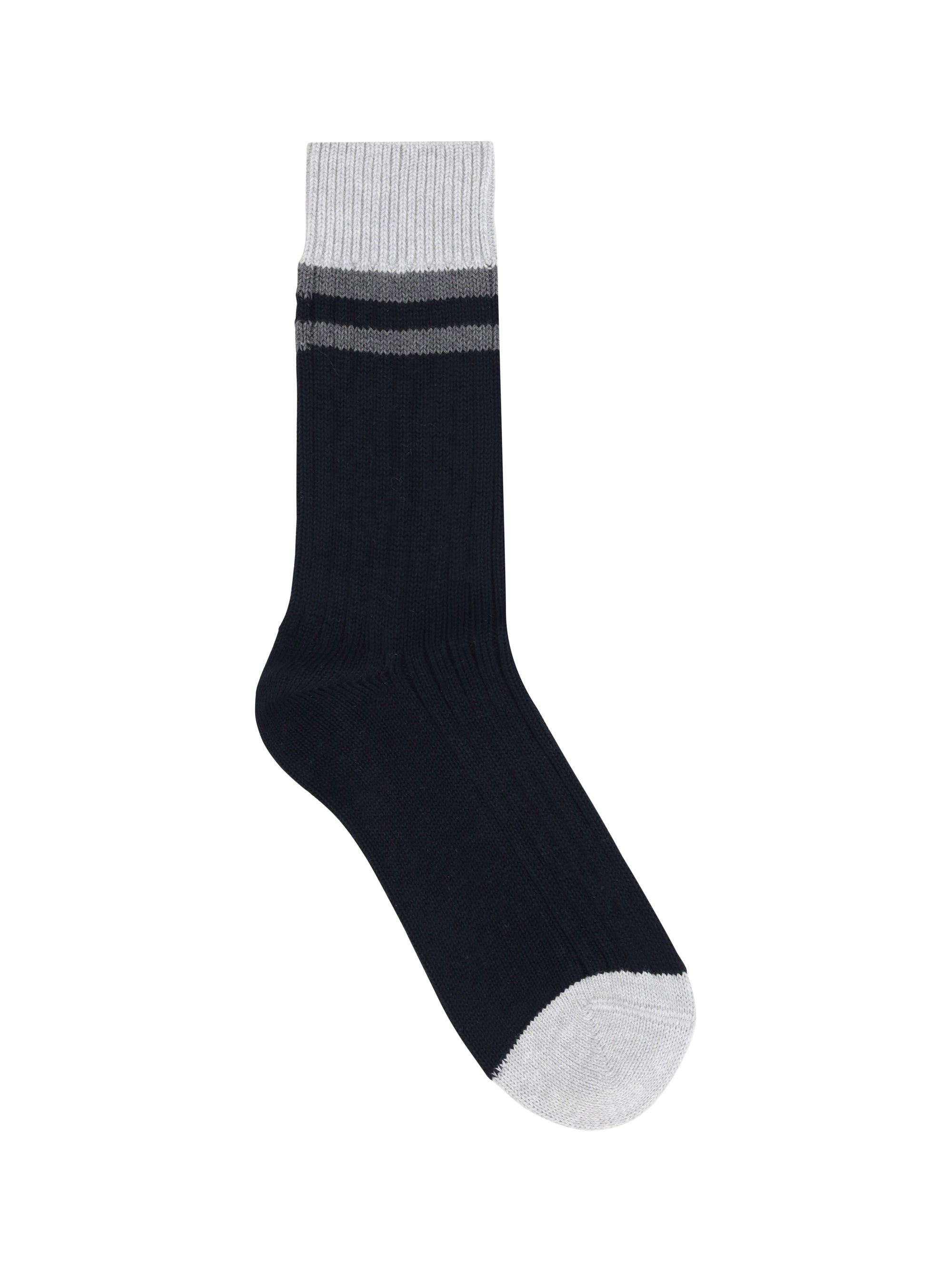 Ribbed Cotton Socks — Navy