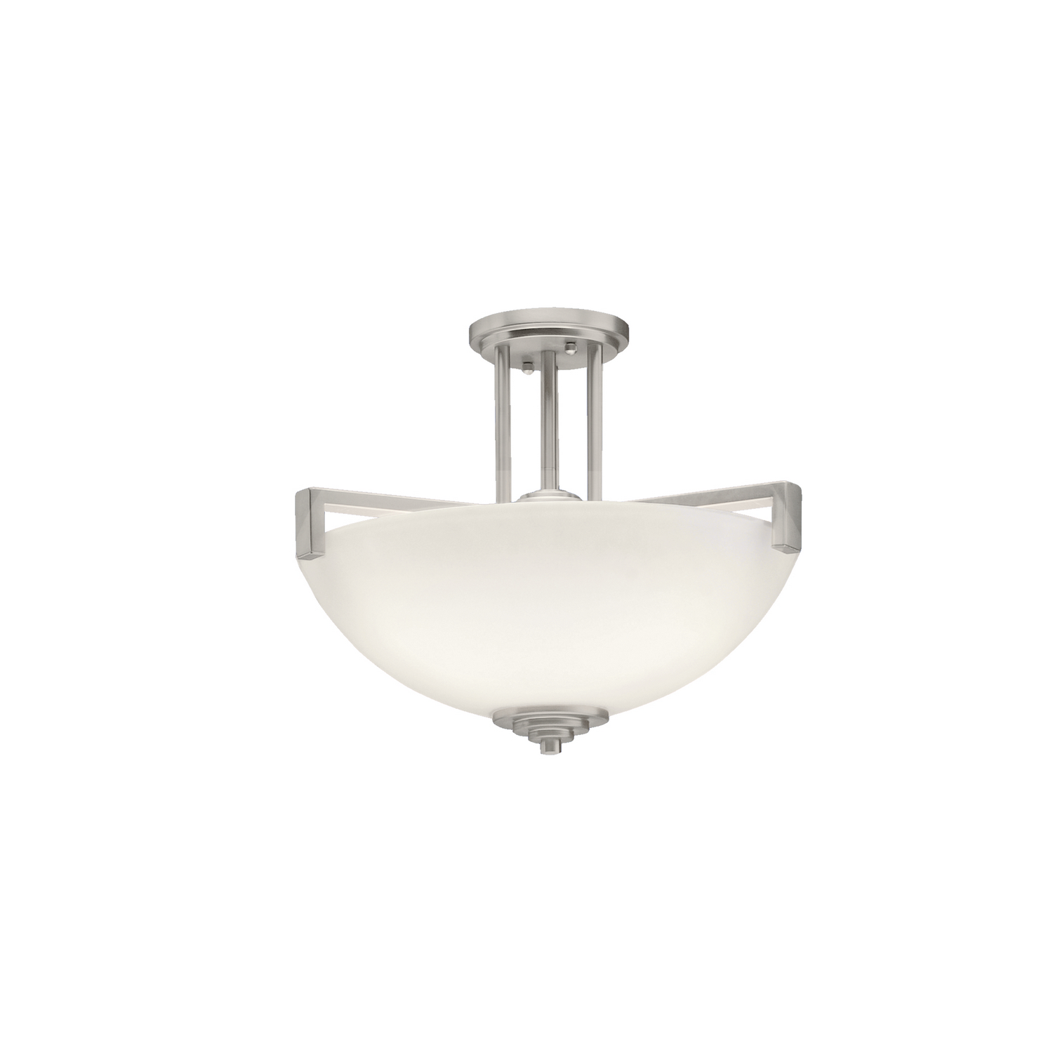 Brushed Nickel Three Light Pendant Semi Flush Mount from the Eileen Collection