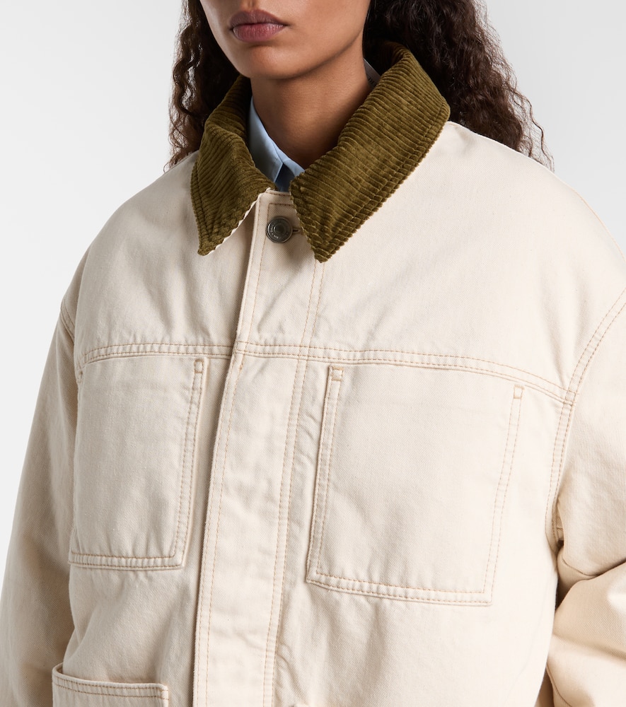 Corduroy-trimmed cotton twill field jacket