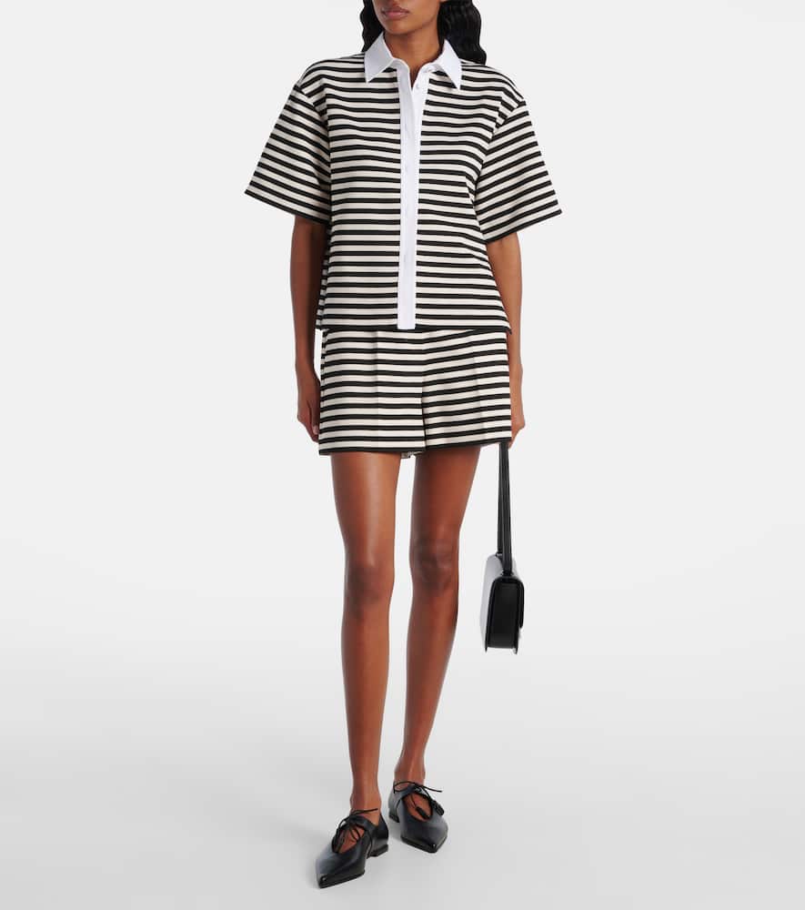 Wilson striped poplin-trimmed jersey shirt