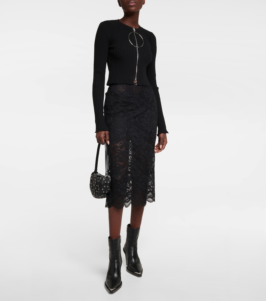 Layered lace midi skirt