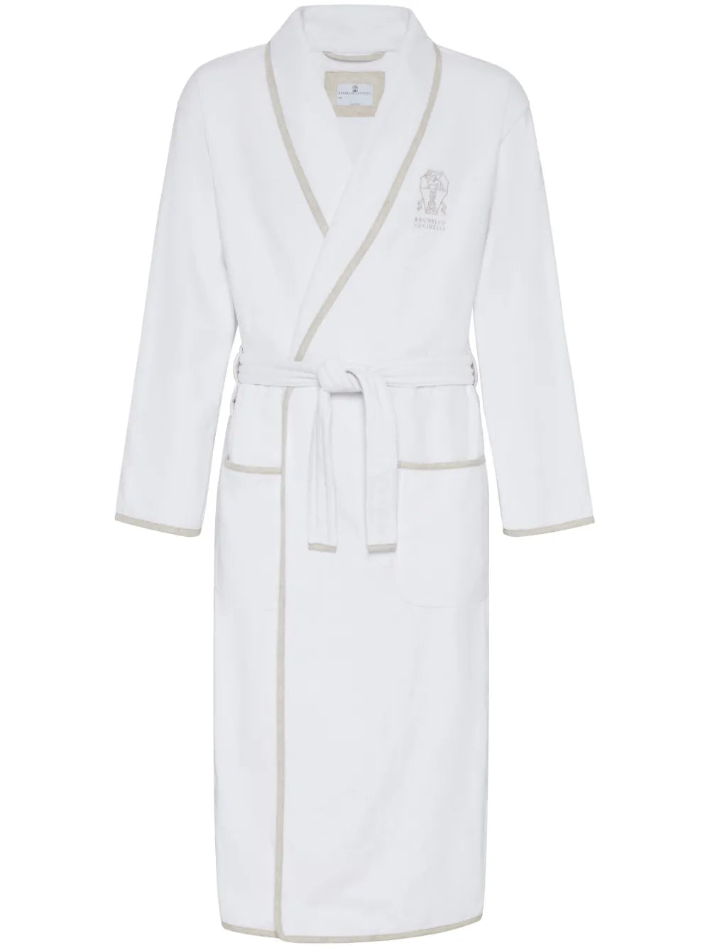 Logo-Embroidered Cotton Bath Robe — white