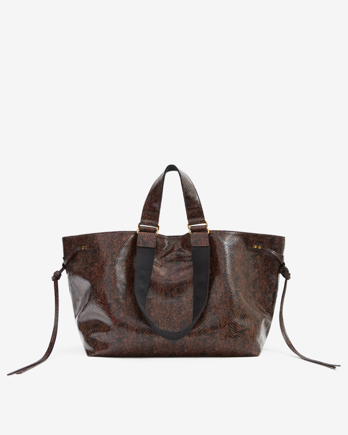 Wardy Leather Bag With Python Effect - Mocha -