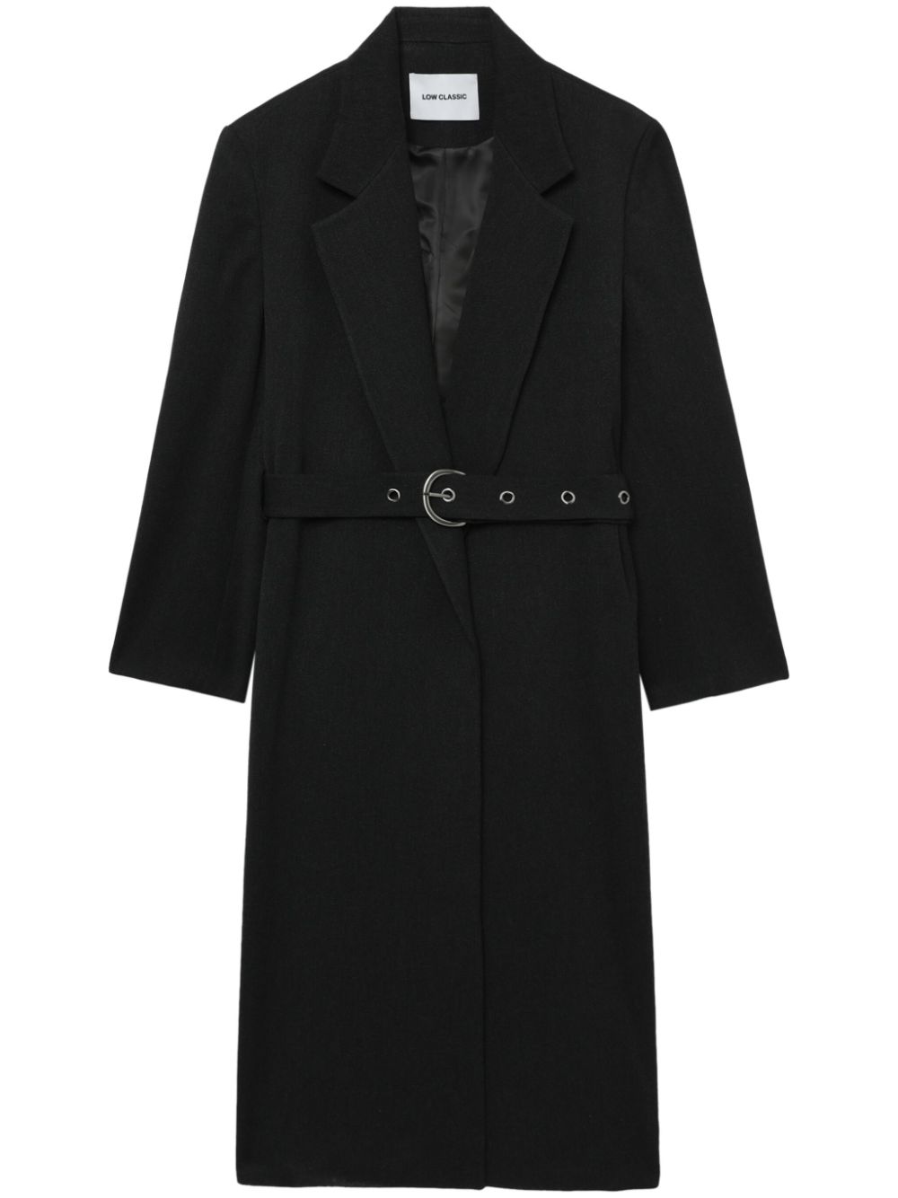 Belted single-breasted coat - Black