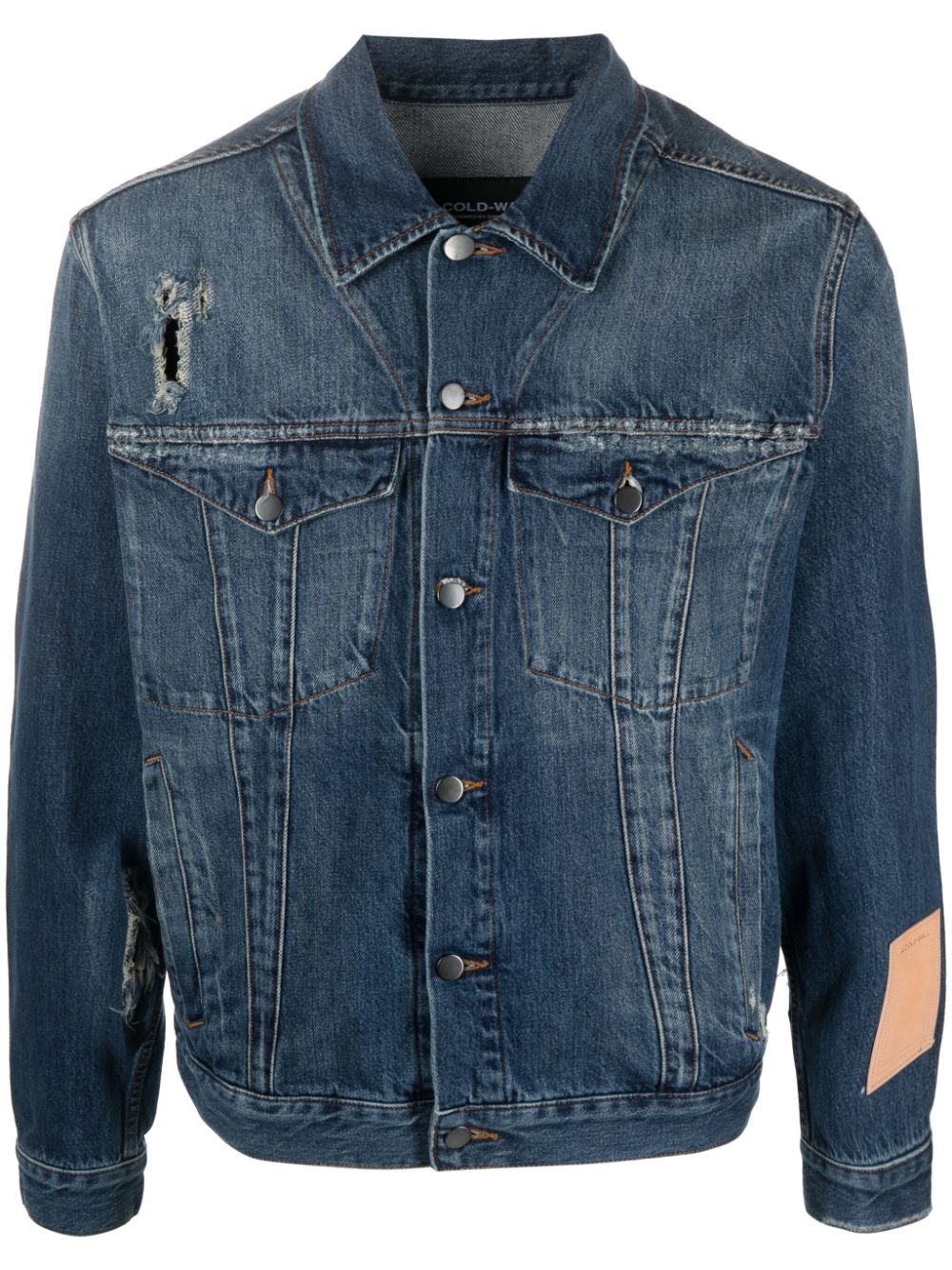 Distressed-finish denim jacket - Blue