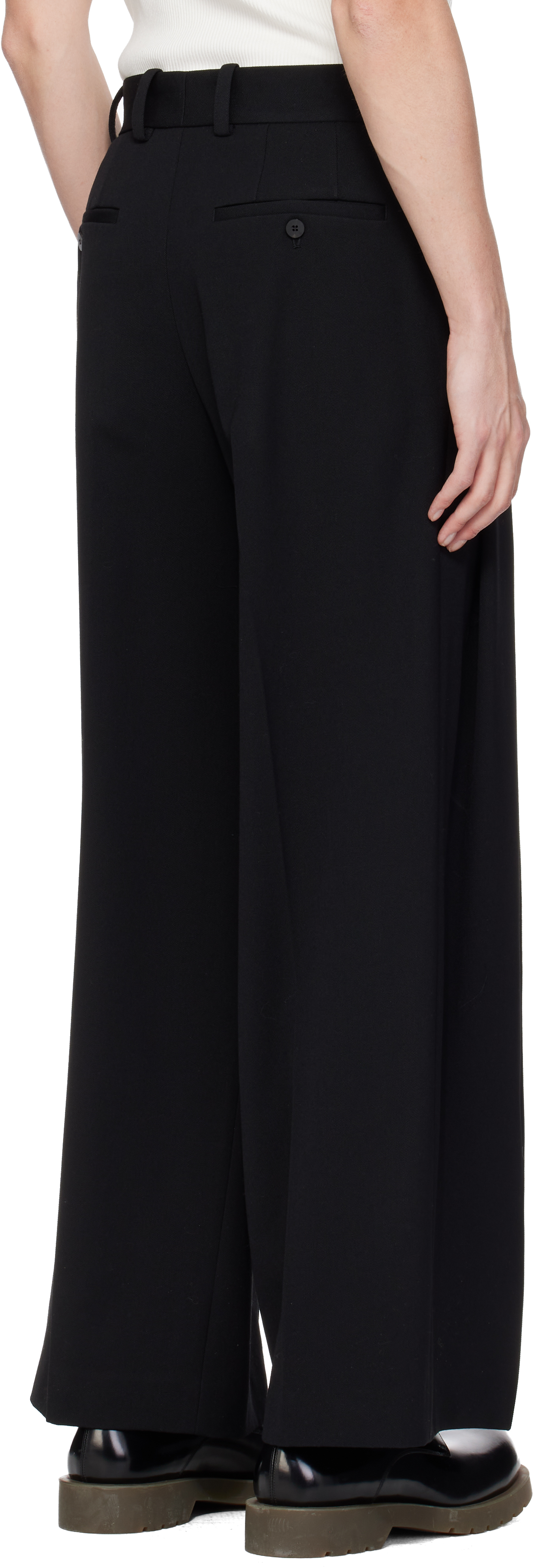 Black Two Tuck Wide Trousers