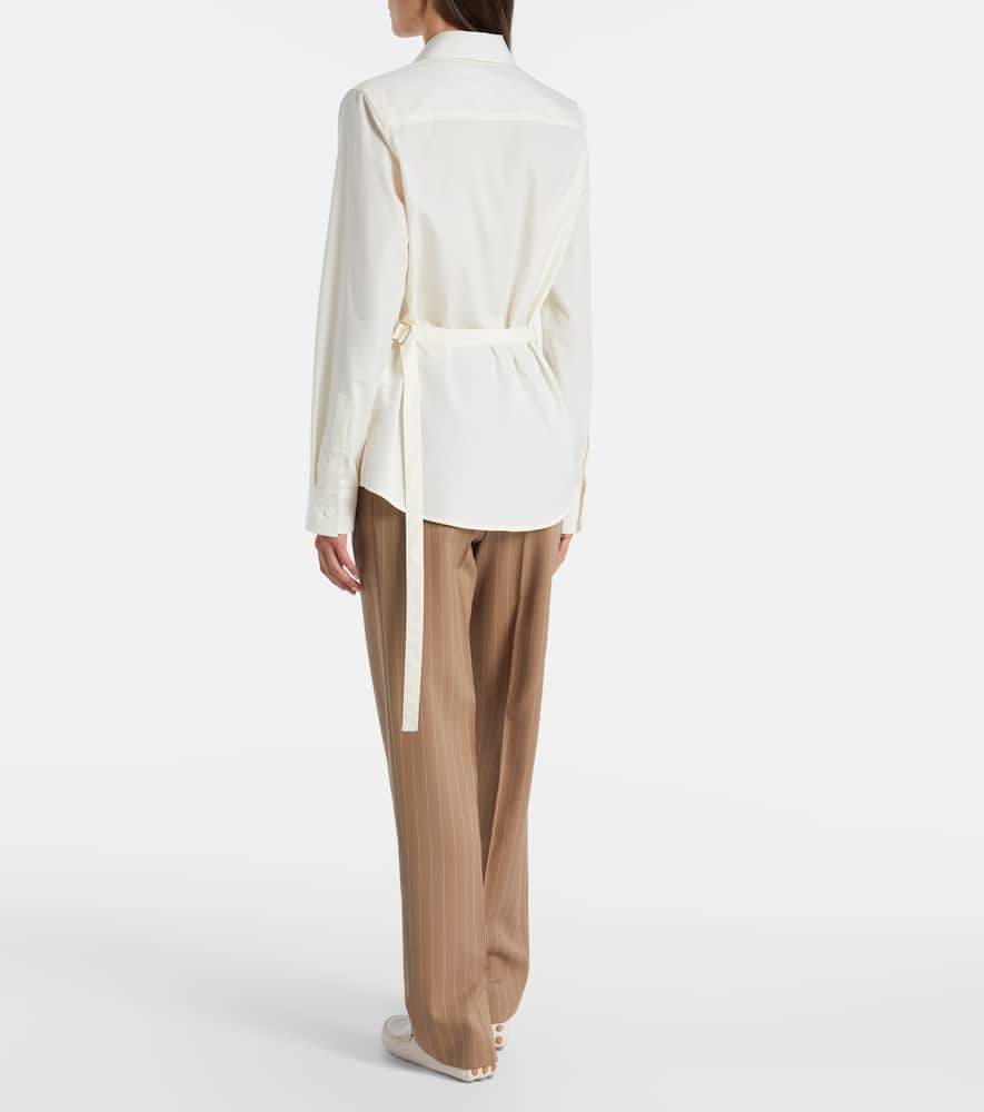 Belted cotton poplin shirt