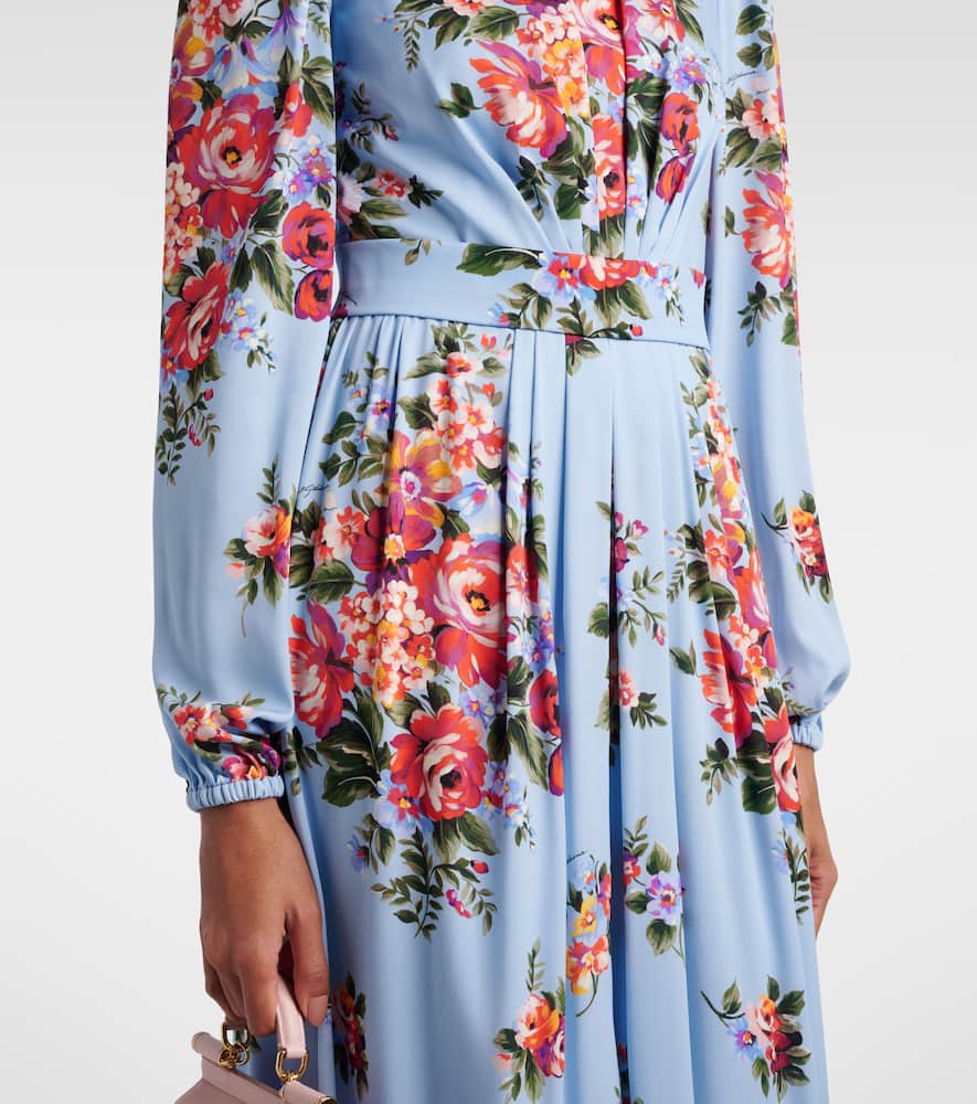 Floral silk-blend gown