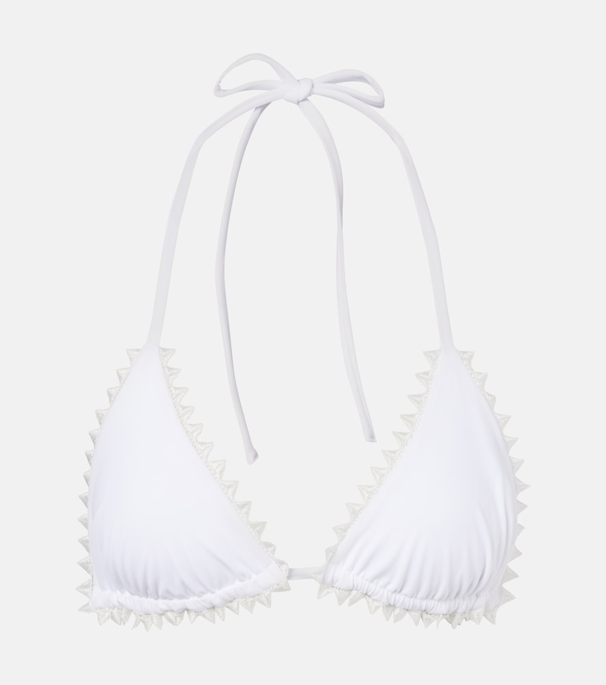 Picot embroidered bikini top