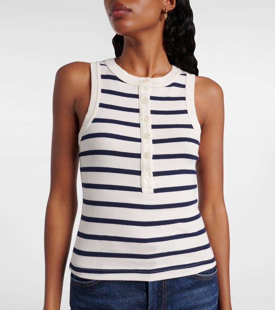 Caralyn striped cotton-blend tank top
