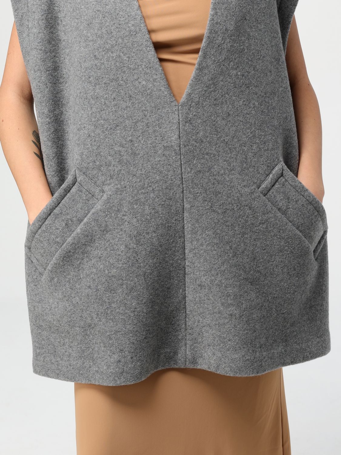 Mélange-effect felted vest - Grey
