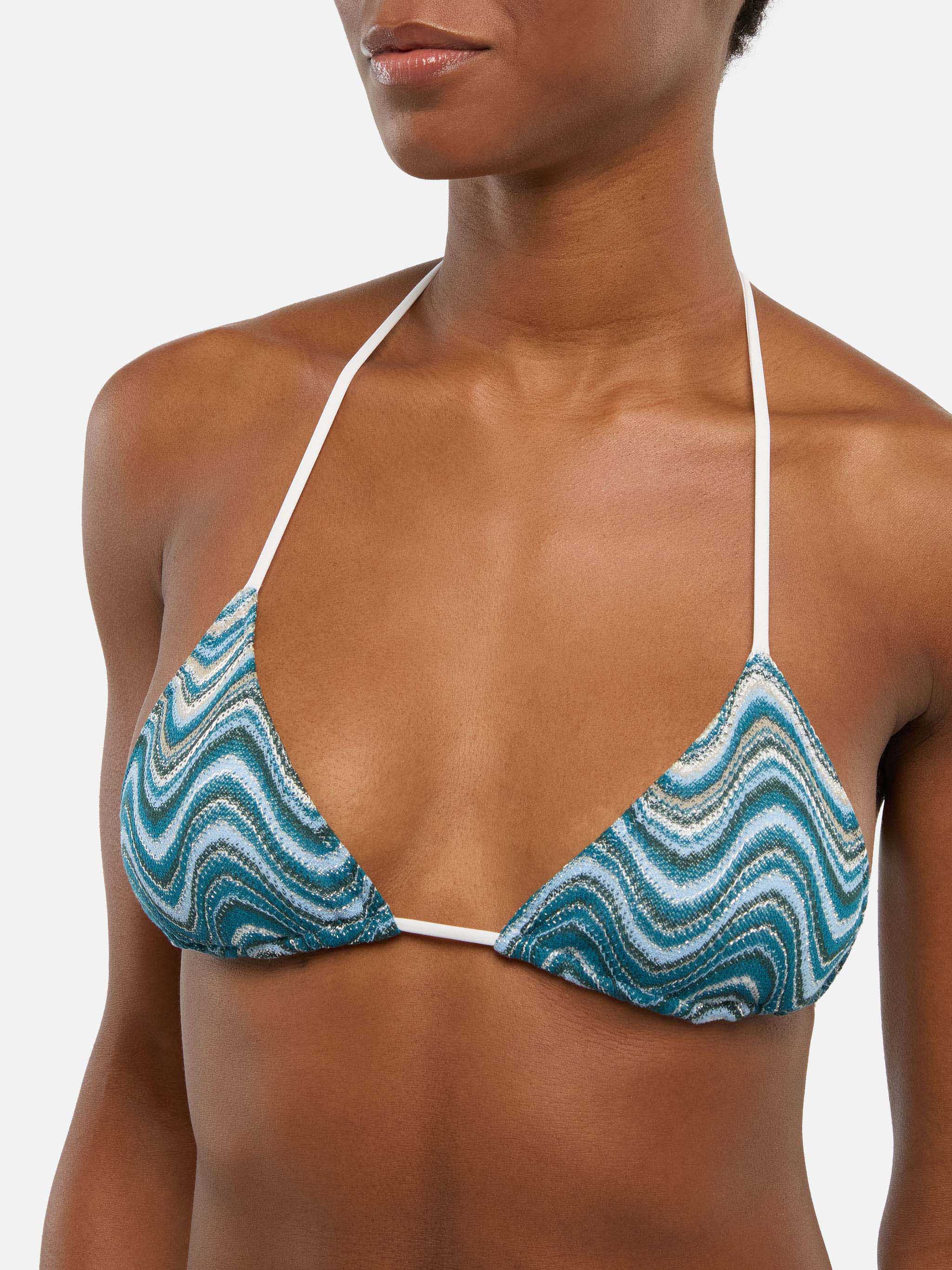 Leah Raschel Wave Pattern Triangle Top Green - Women