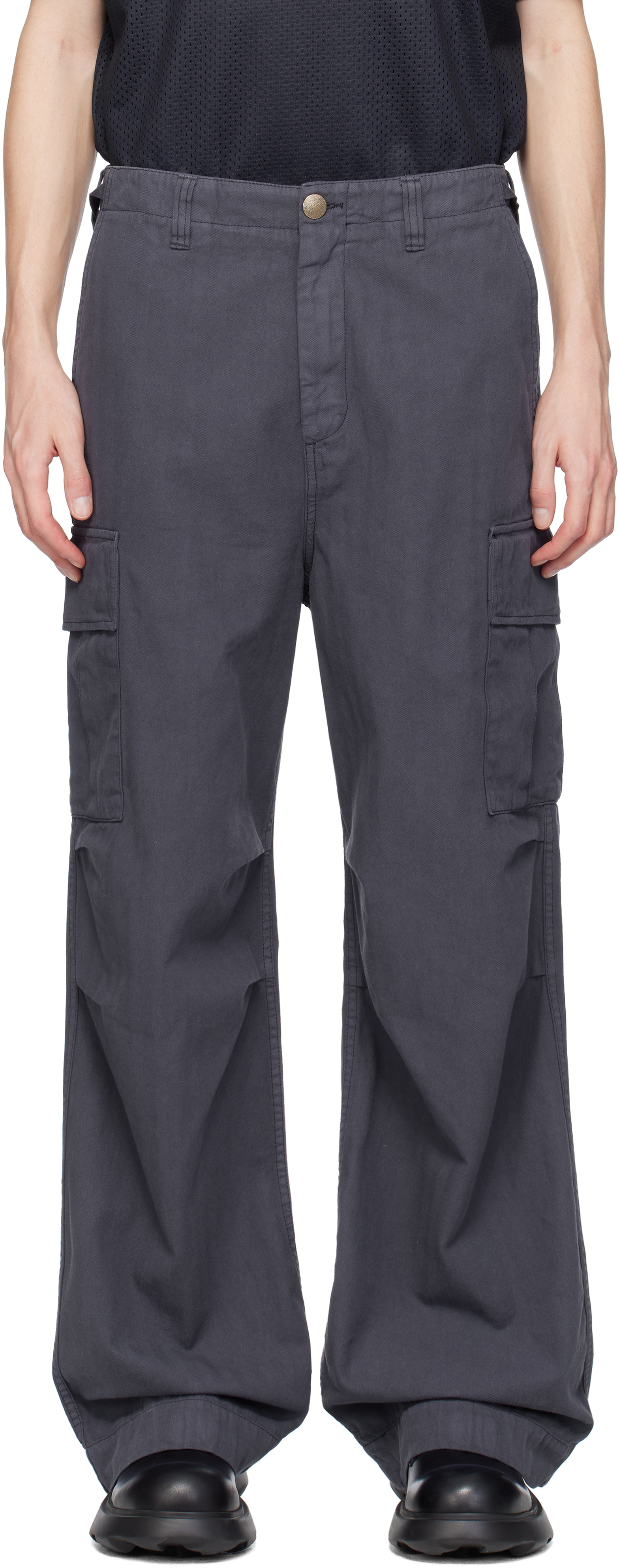 Palmes Blue Herringbone Cargo Pants