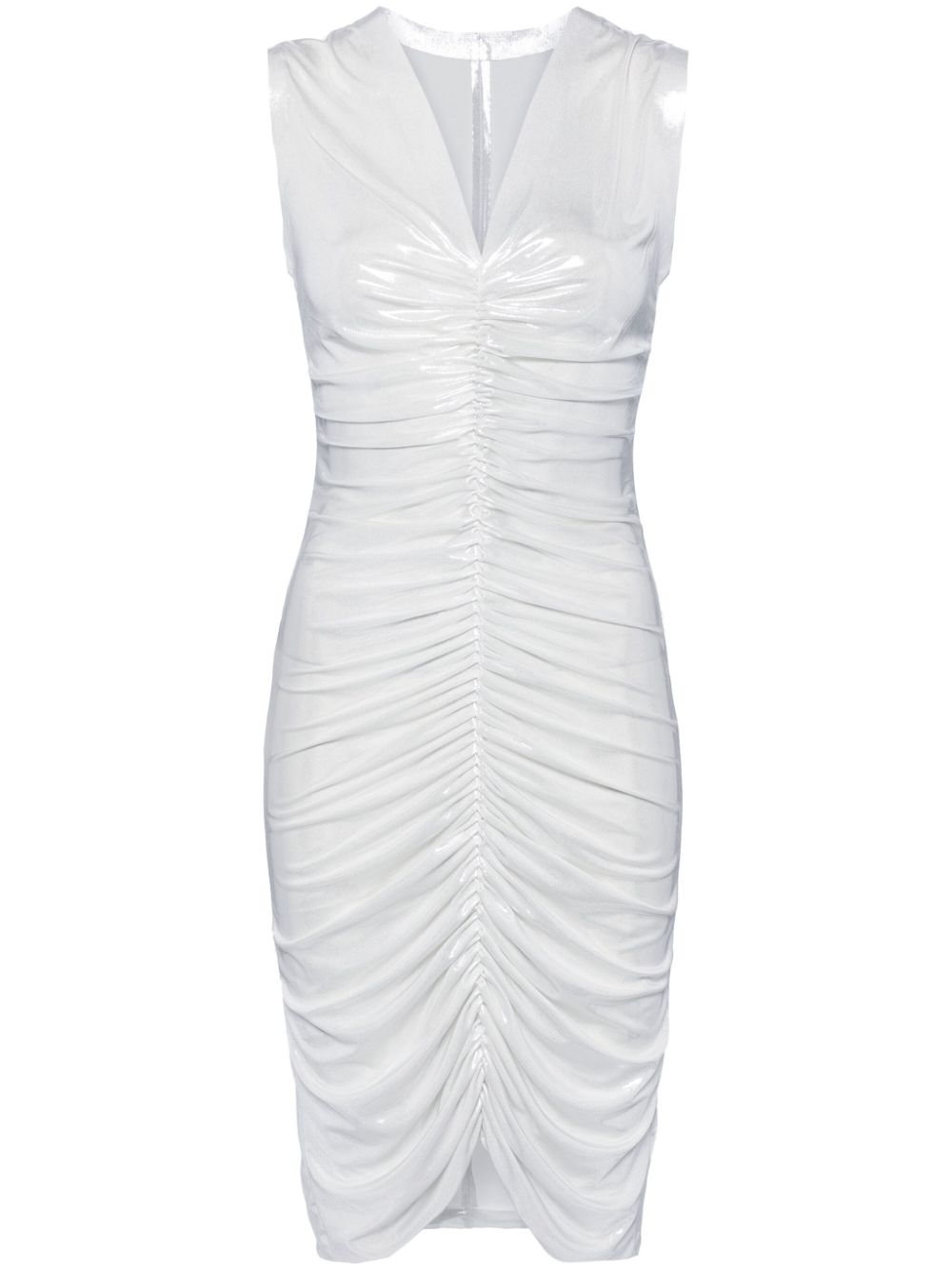 Shirred-effect ruched dress - Metallic
