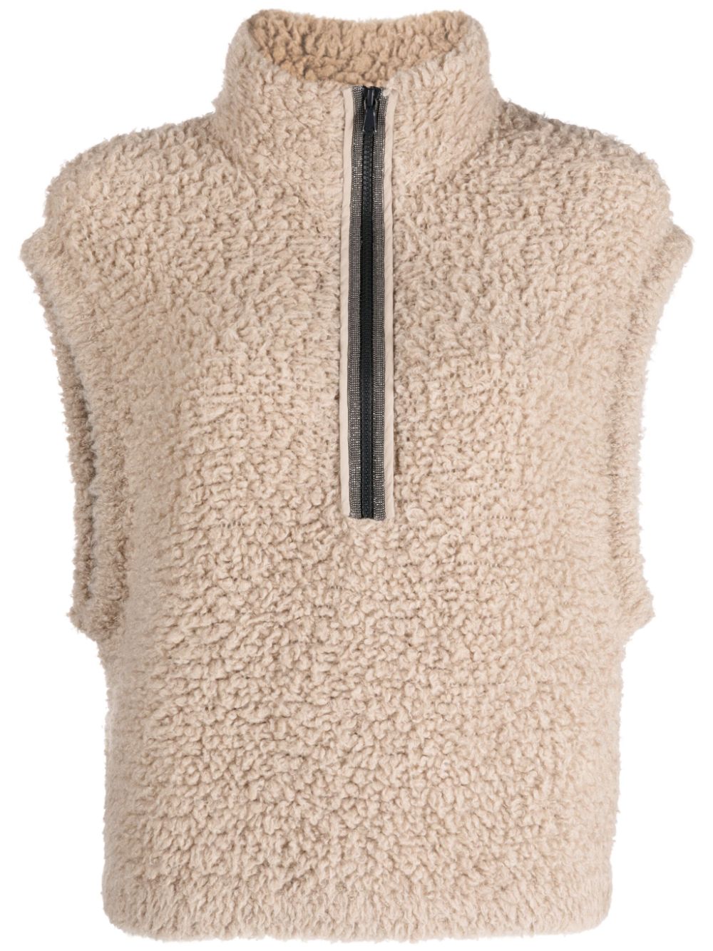 Faux-fur zip-up gilet - Brown