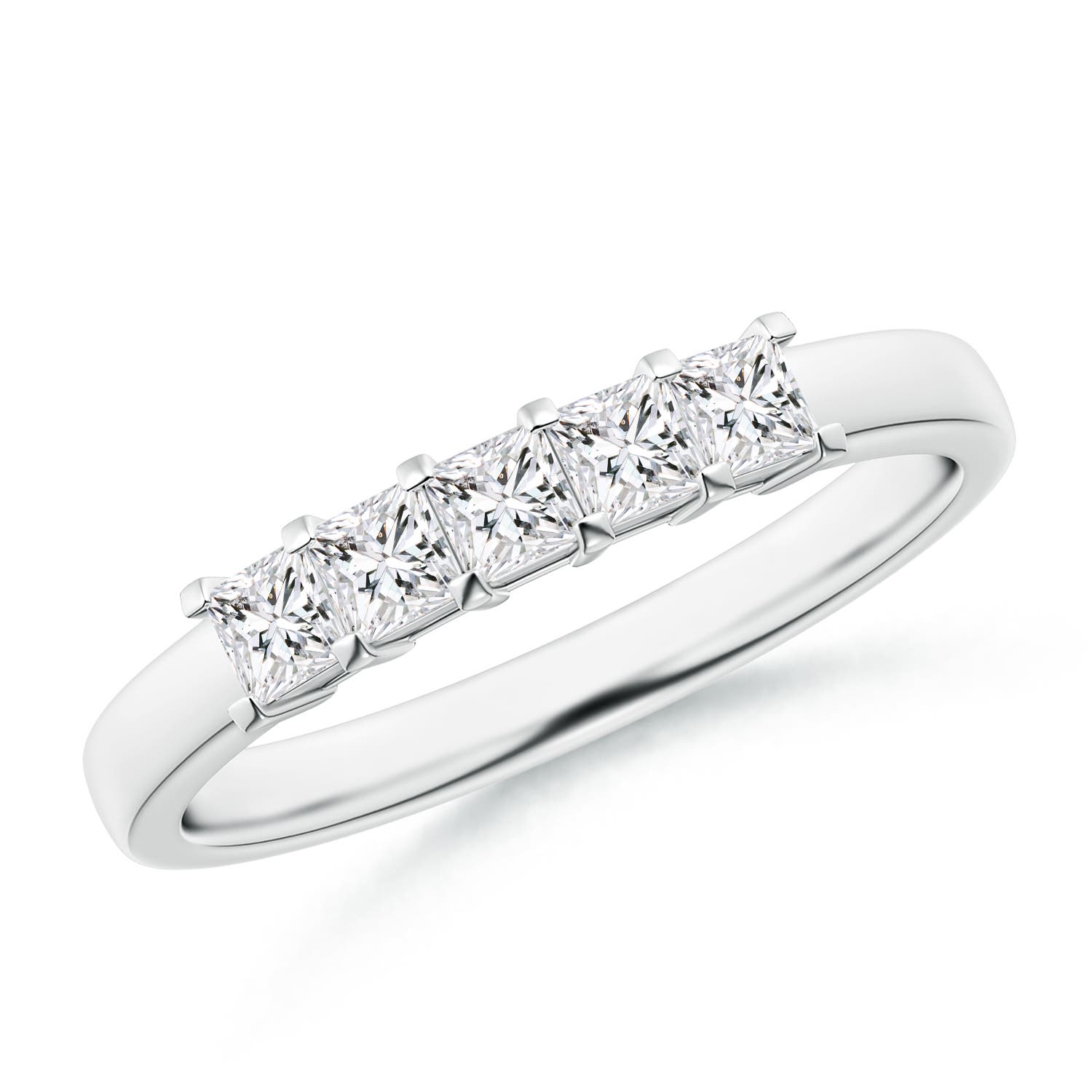 Angara 0.5 Carat Classic Five Stone Princess Diamond Wedding Ring for Her in 18K White Gold