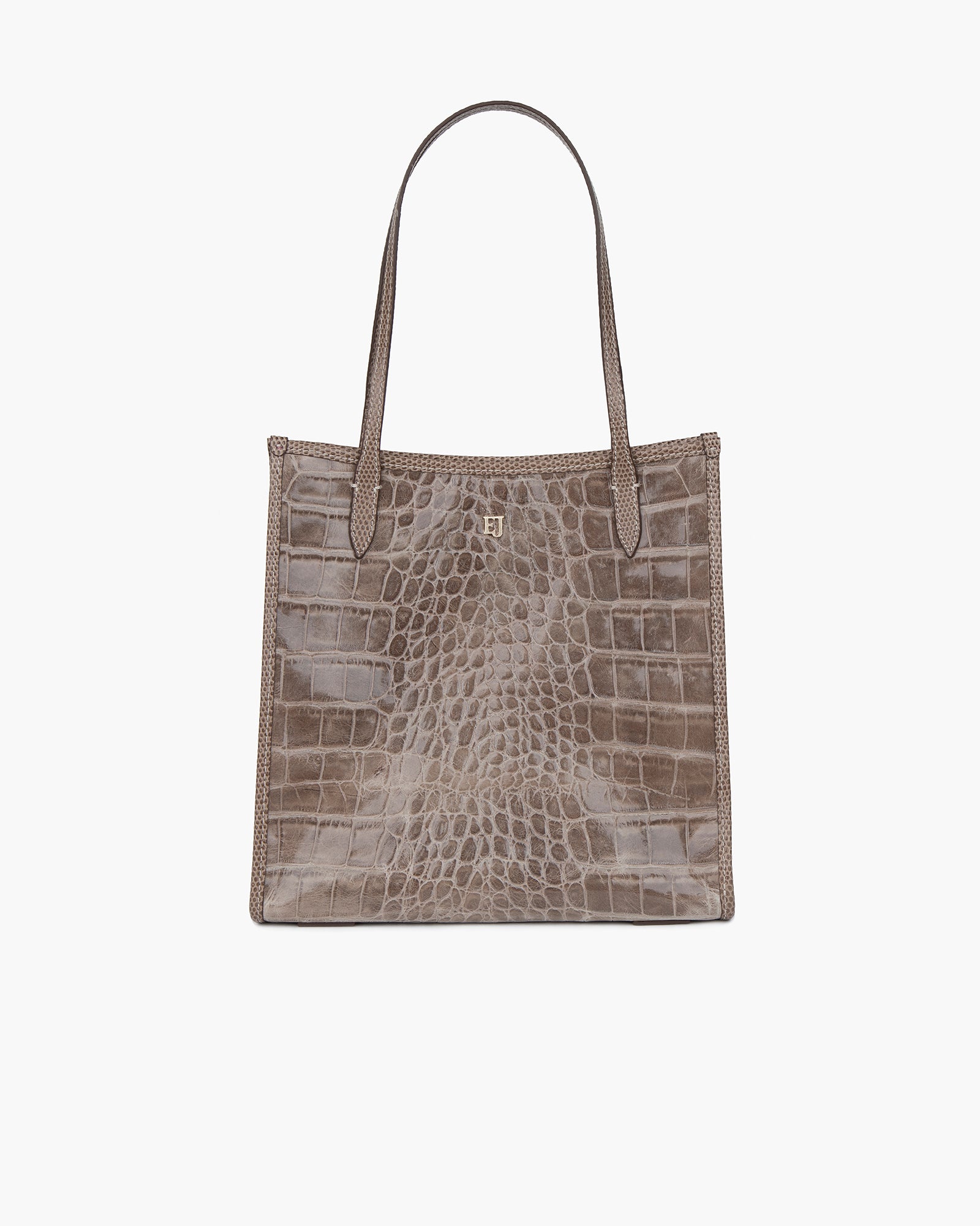 Baxter Embossed Leather Shoulder Bag for Women - Taupe, Zip Top Closure, Outer Pocket
