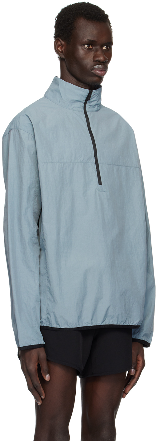 District Vision Blue Recycled Half-Zip Shell Jacket