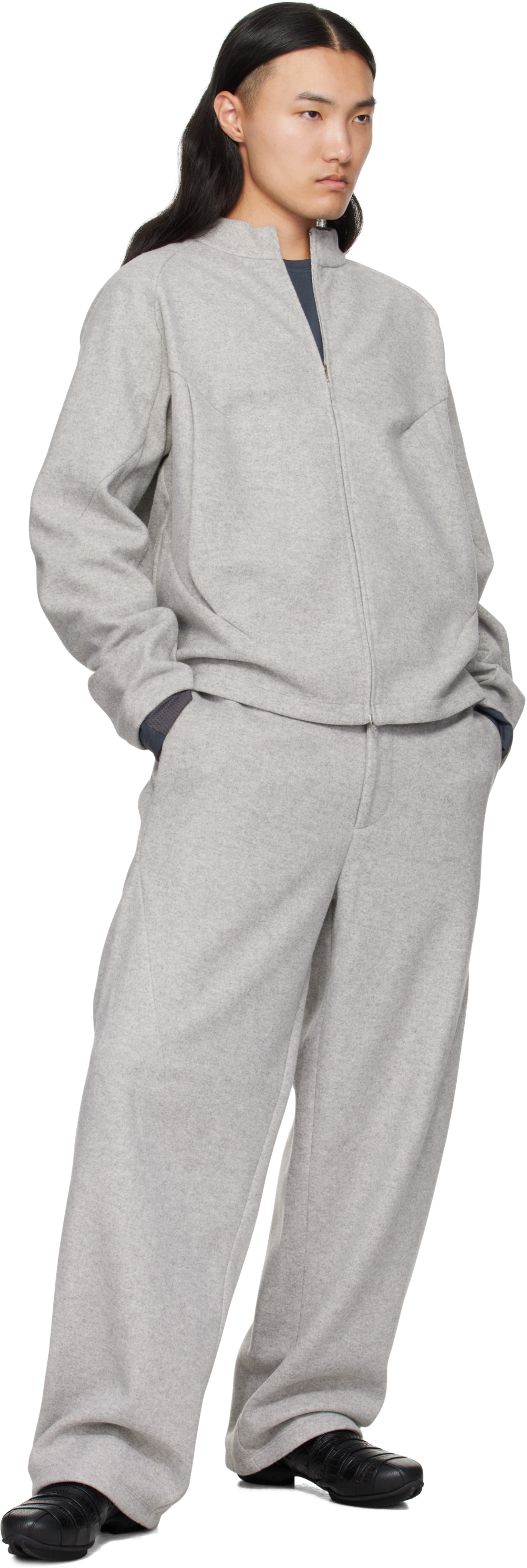 Gray Hybrid Wool Slash Jacket