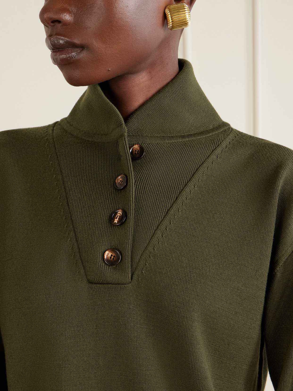 Alicia Wool Polo Shirt - Green