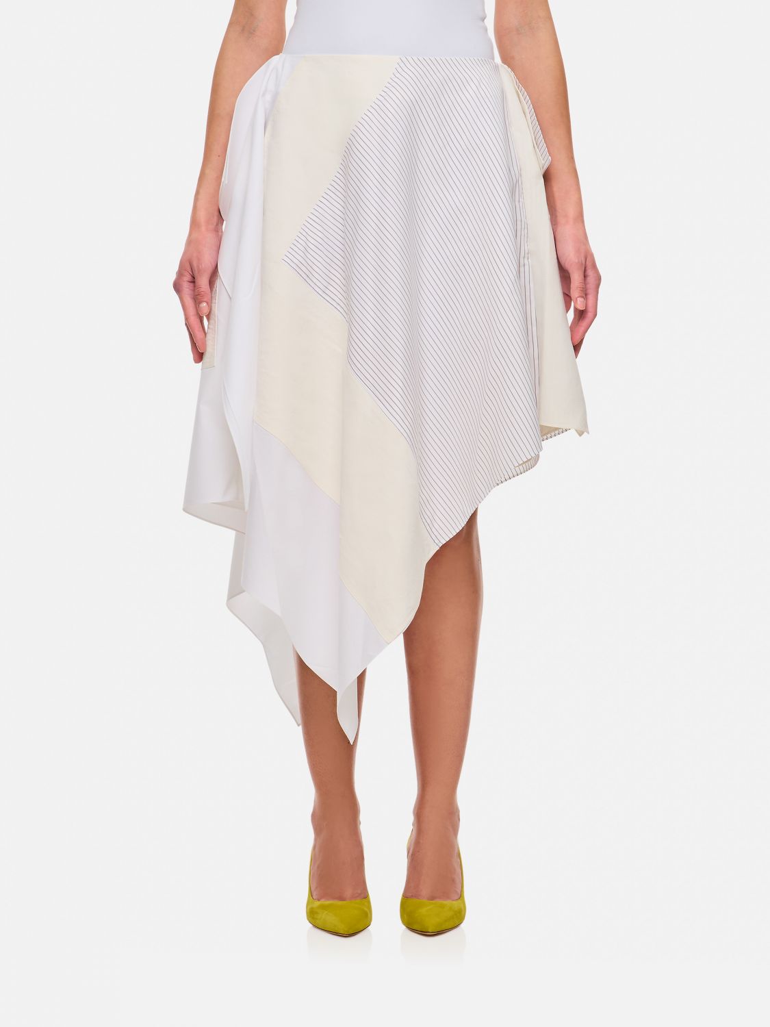 Asymmetric midi skirt - White
