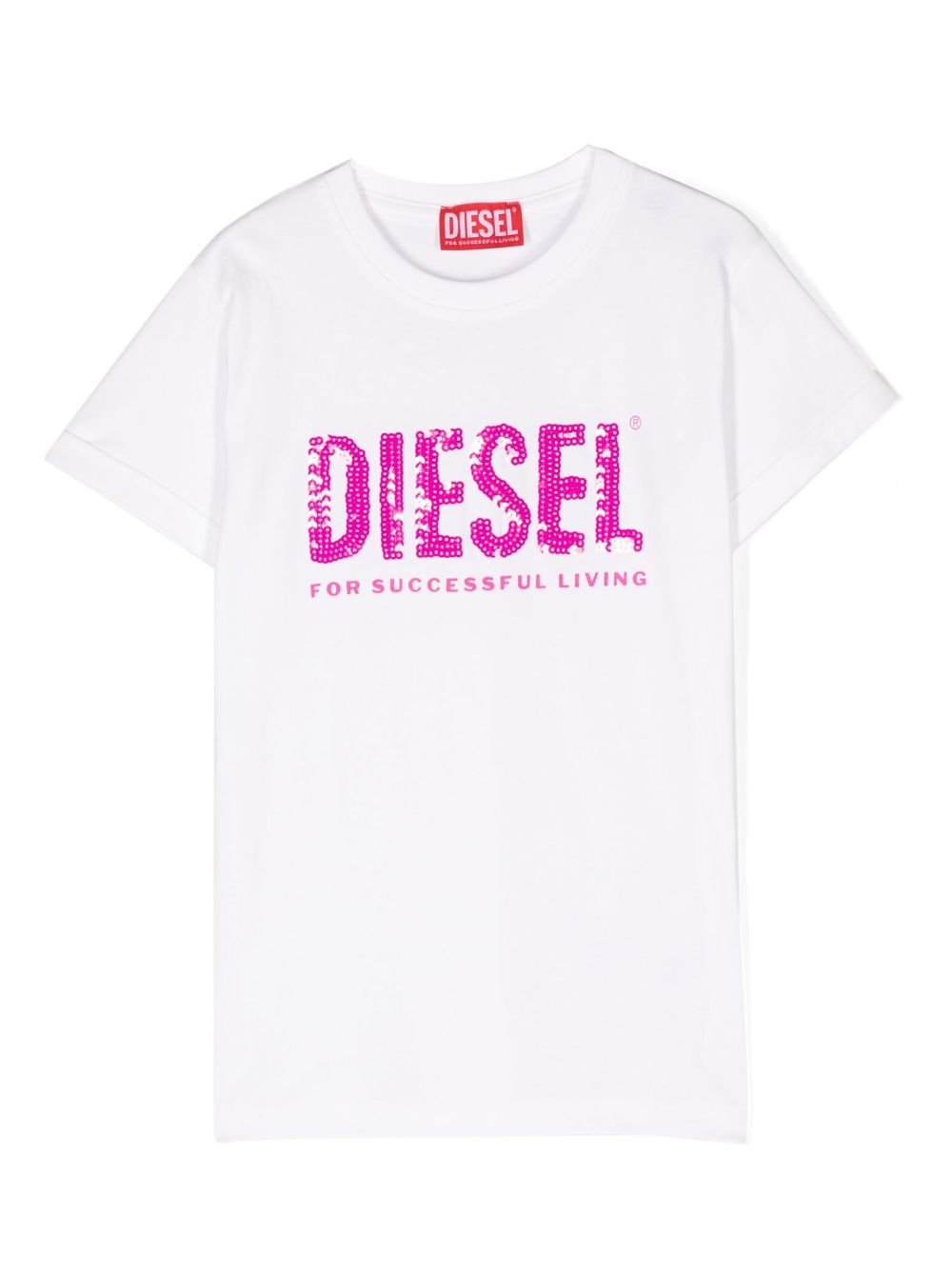 Diesel Kids sequin-logo cotton T.shirt - White