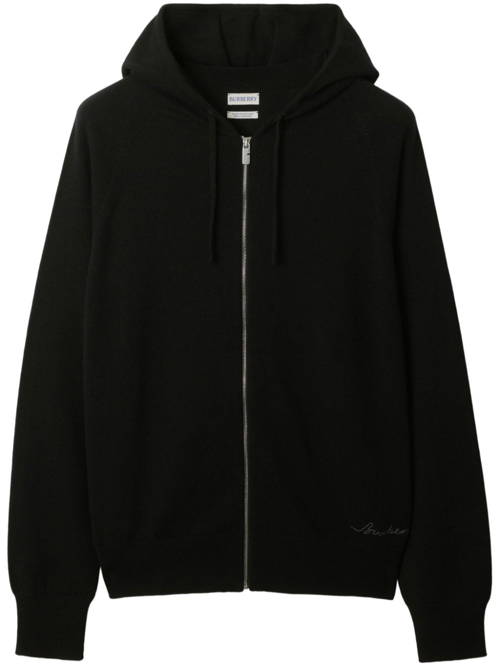 Cashmere zip-fastening hoodie - Black