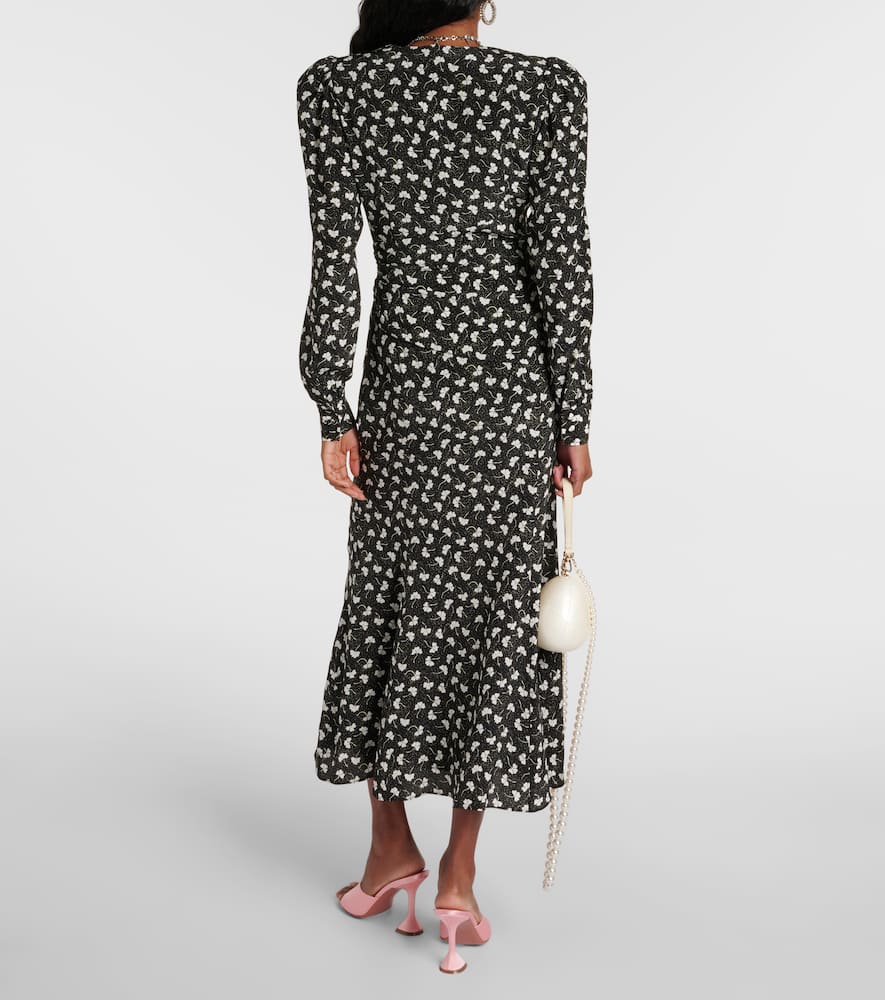 Printed silk midi dress