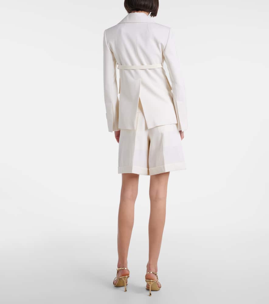 Patou Double-breasted belted wool-blend blazer