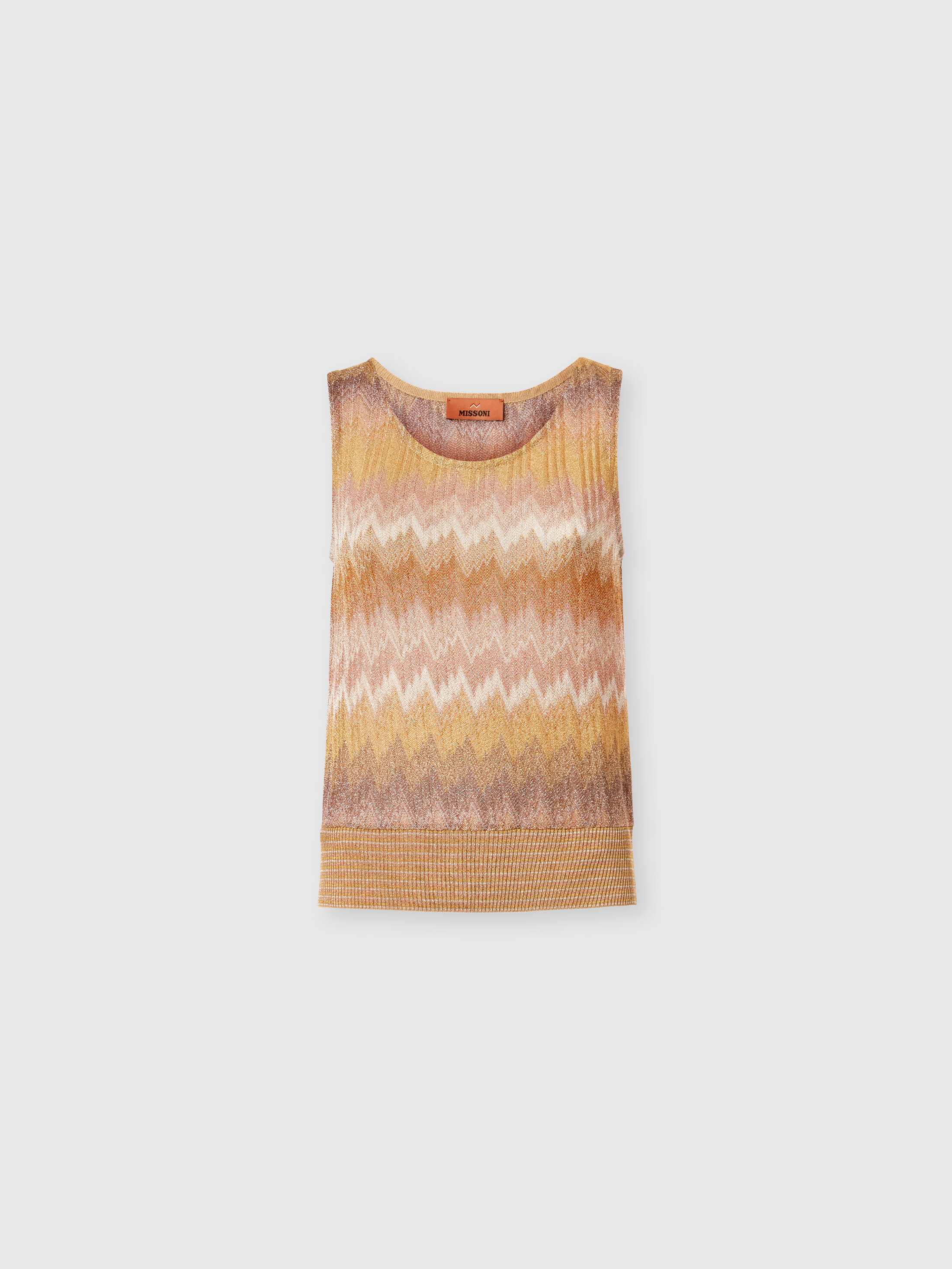 Missoni - Snake-Pattern Viscose Lamé Tank Top, Women, Green& Brown