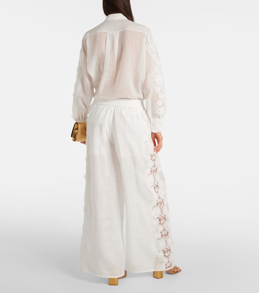 Zimmermann Halliday lace-trimmed linen wide-leg pants