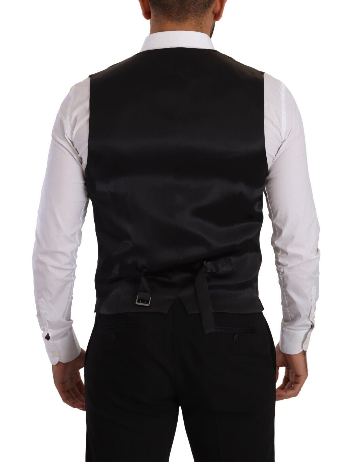 Virgin Wool and Silk Blend Vest — Black