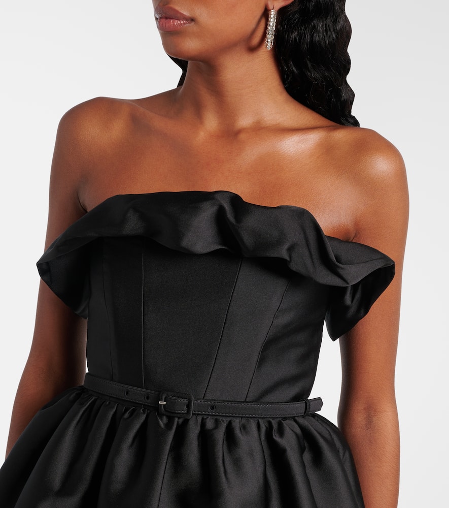 Ruffled draped strapless minidress