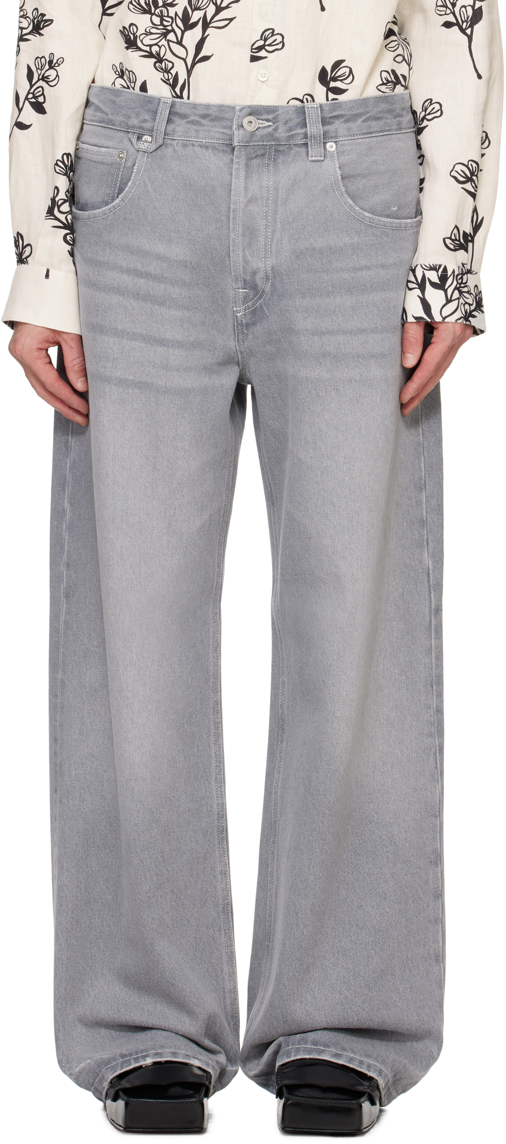 JACQUEMUS La Casaコレクション グレー Le de-Nîmes large ジーンズ