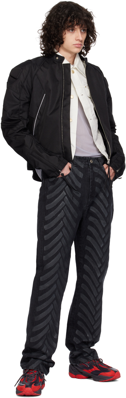 KANGHYUK Black Lock Stitch Bomber Jacket
