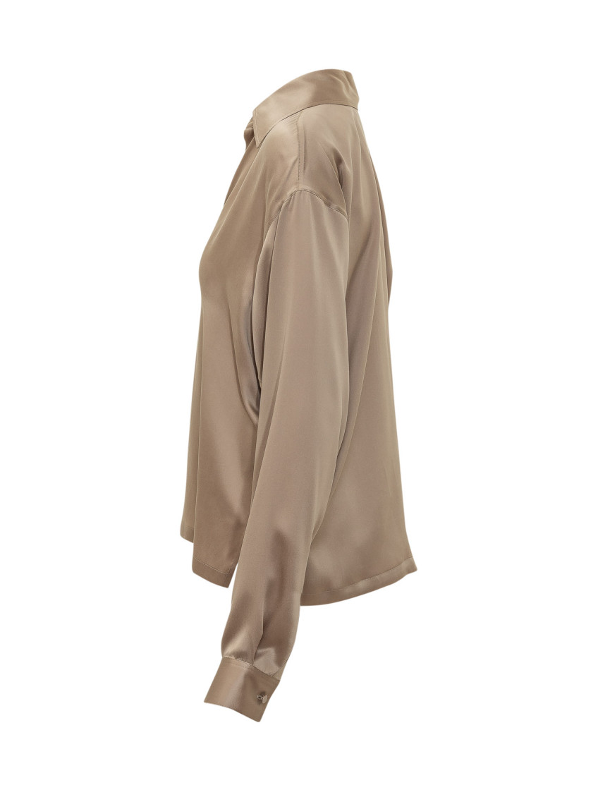 Beige Solid Shirt Collar Polo