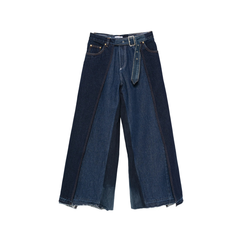 Layered-design Wide-leg Jeans