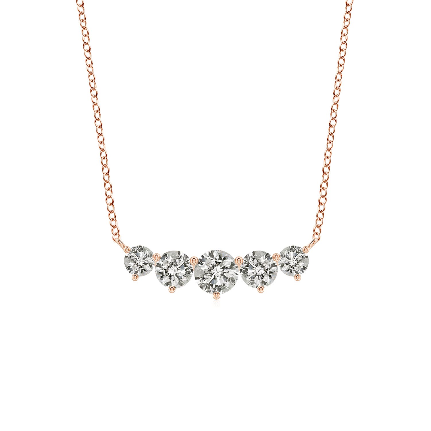 Angara 0.5 Carat Graduated Five Stone Round Diamond Necklace in 14K Rose Gold