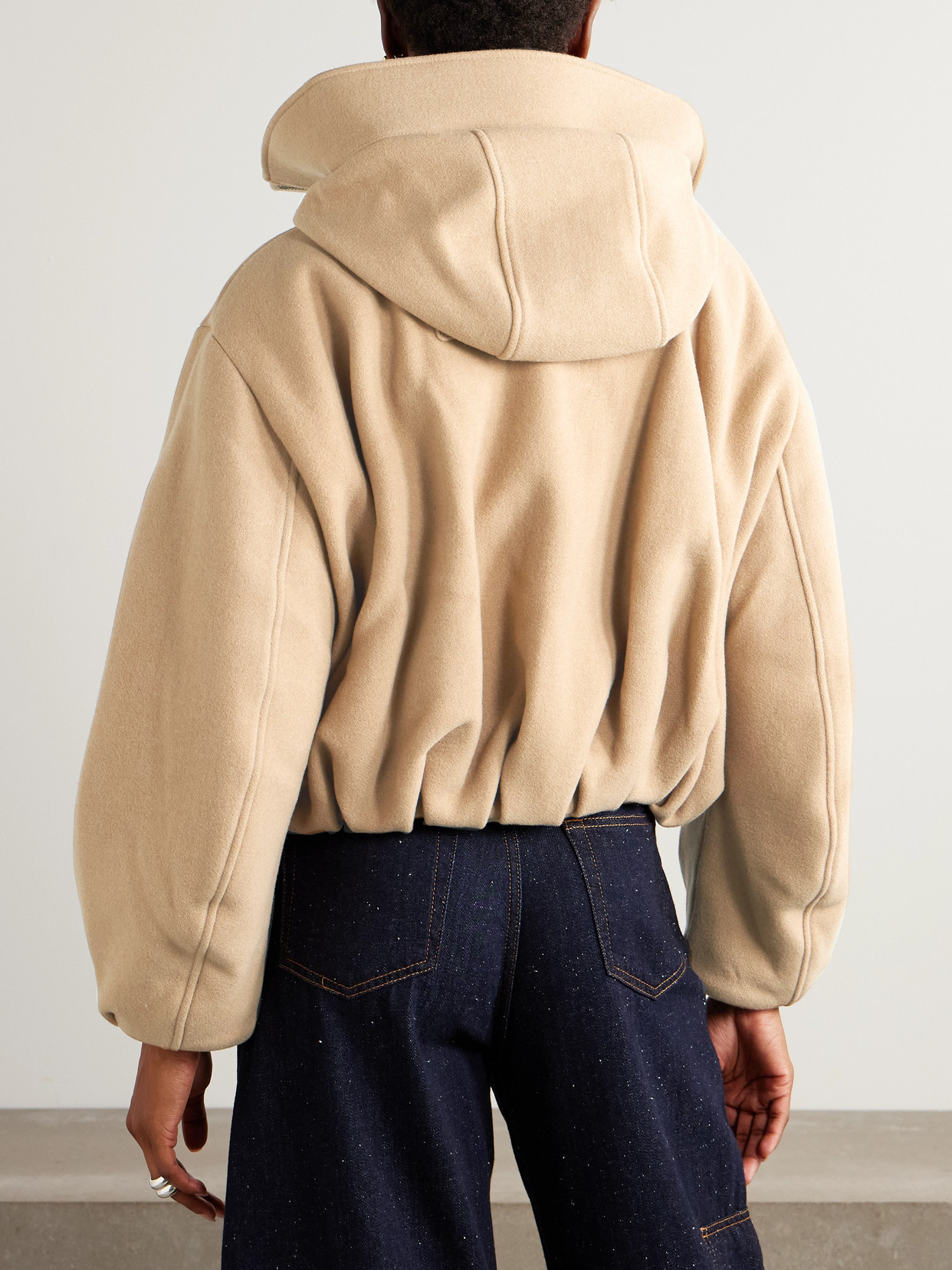 Chilliwack Cropped Hooded Wool-blend Felt Bomber Jacket - Brown