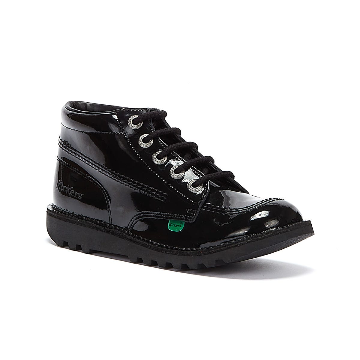 Kickers Youth Kick Hi Black Patent Shoe