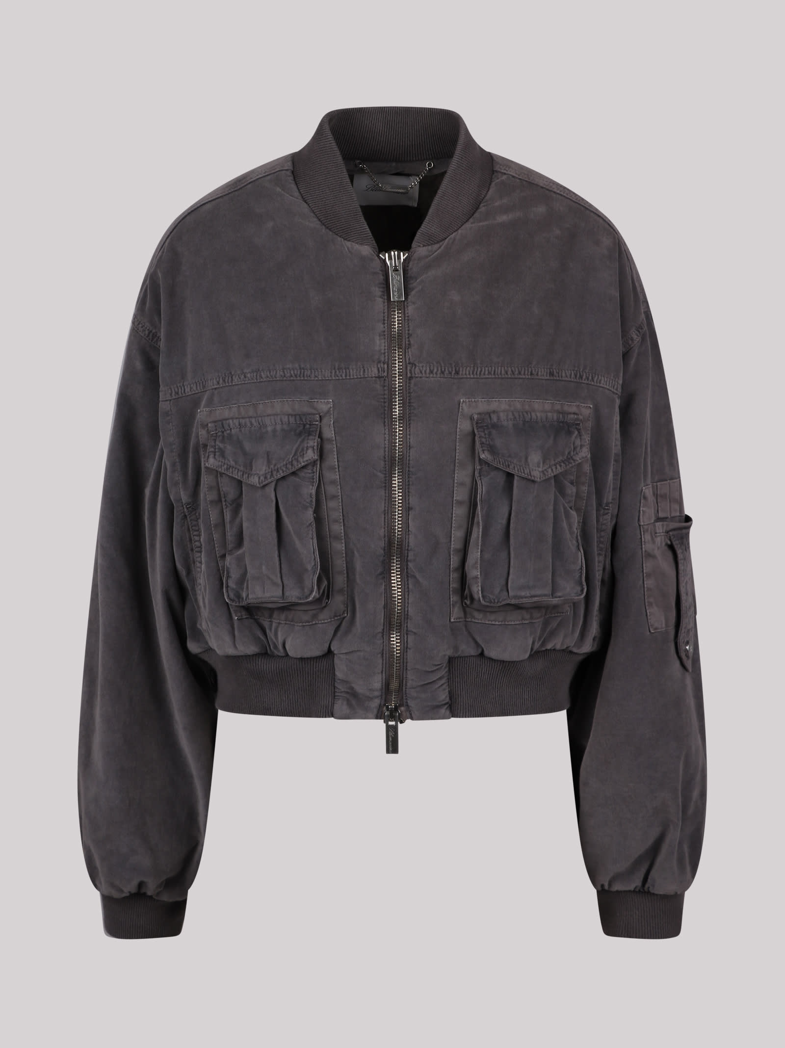 Velvet Bomber Jacket With Cargo Pockets