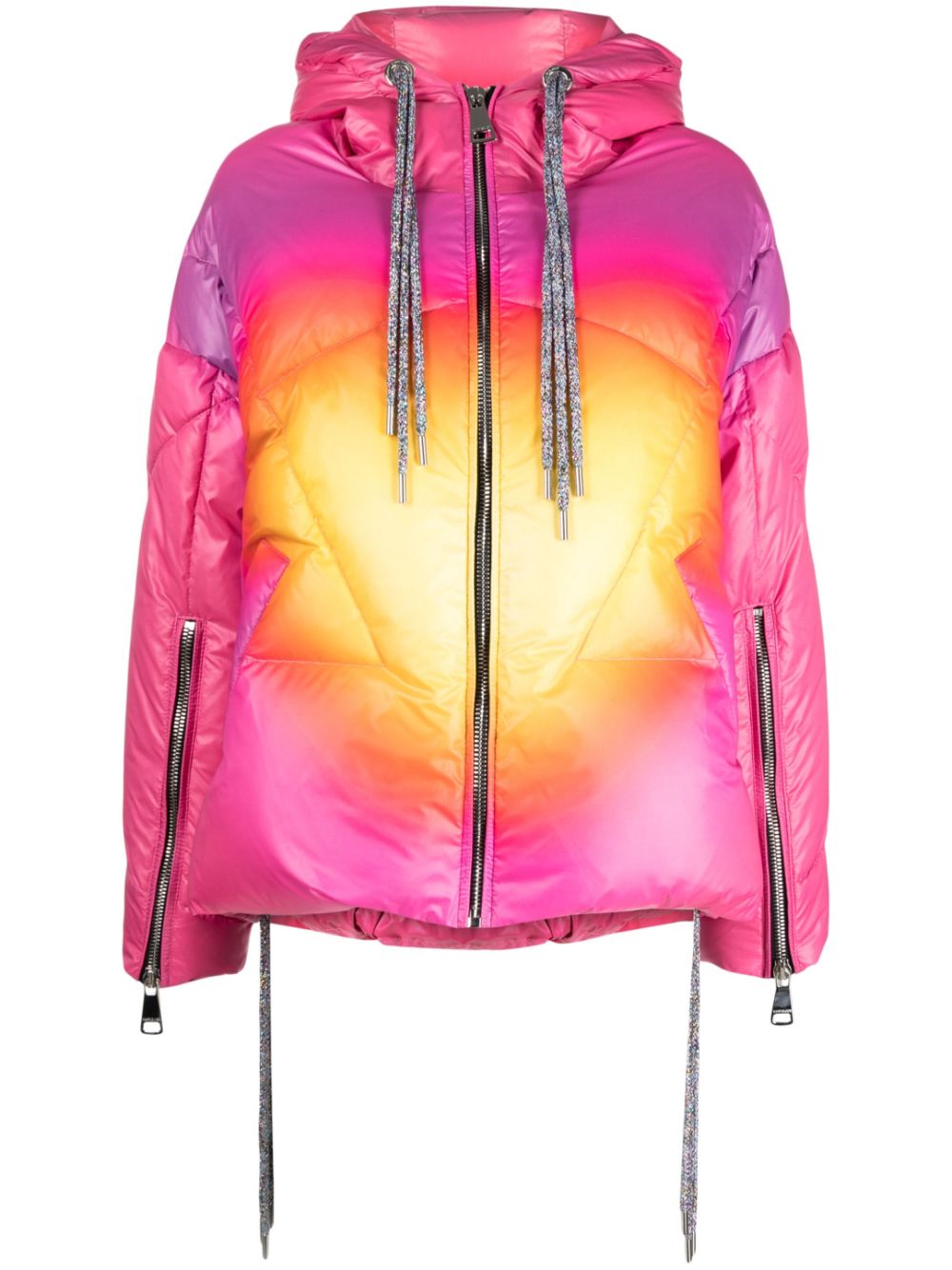 Iconic gradient hooded puffer jacket - Pink